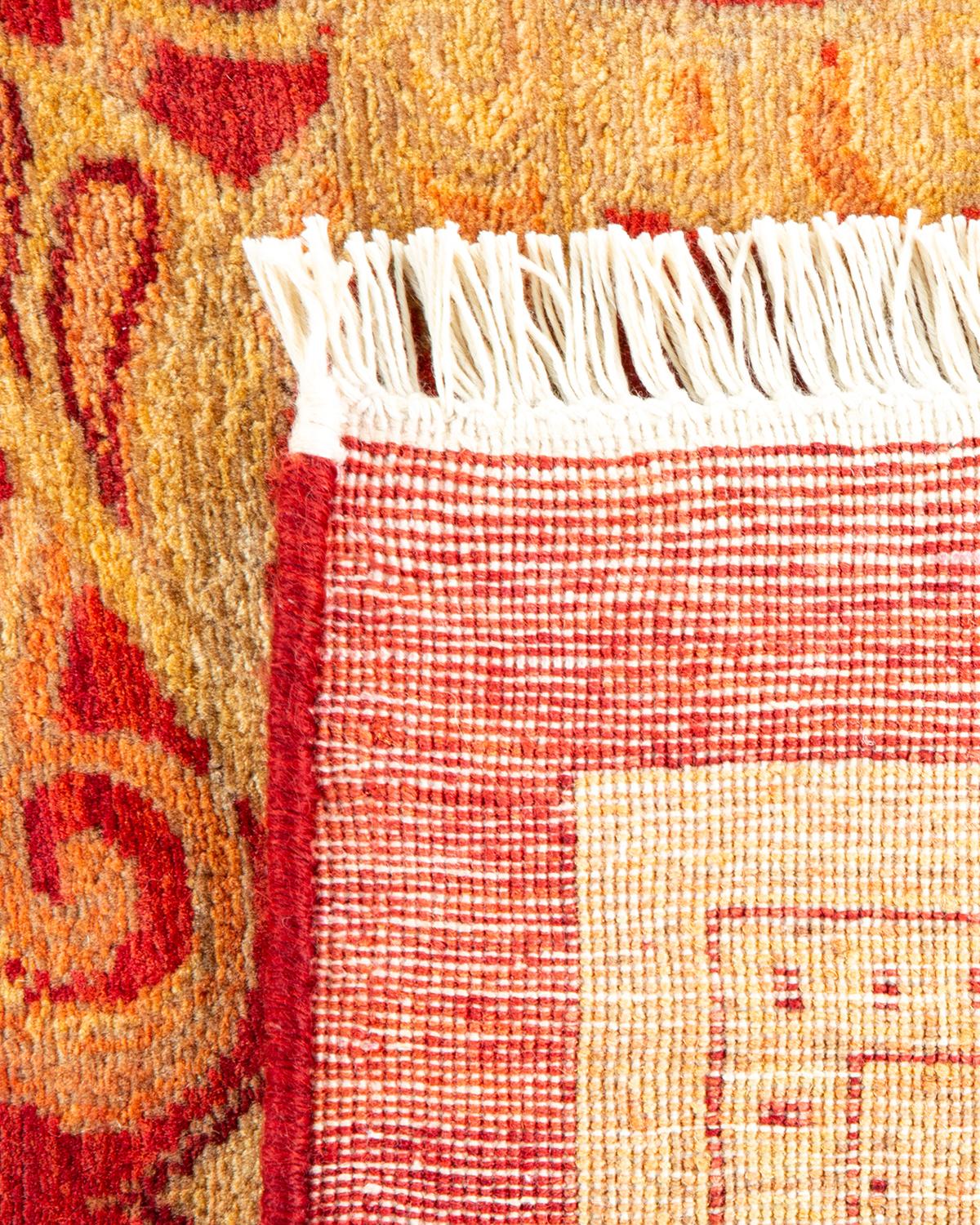 Noué à la main Tapis traditionnel Mogul rouge unique fait à la main, unique en son genre en vente