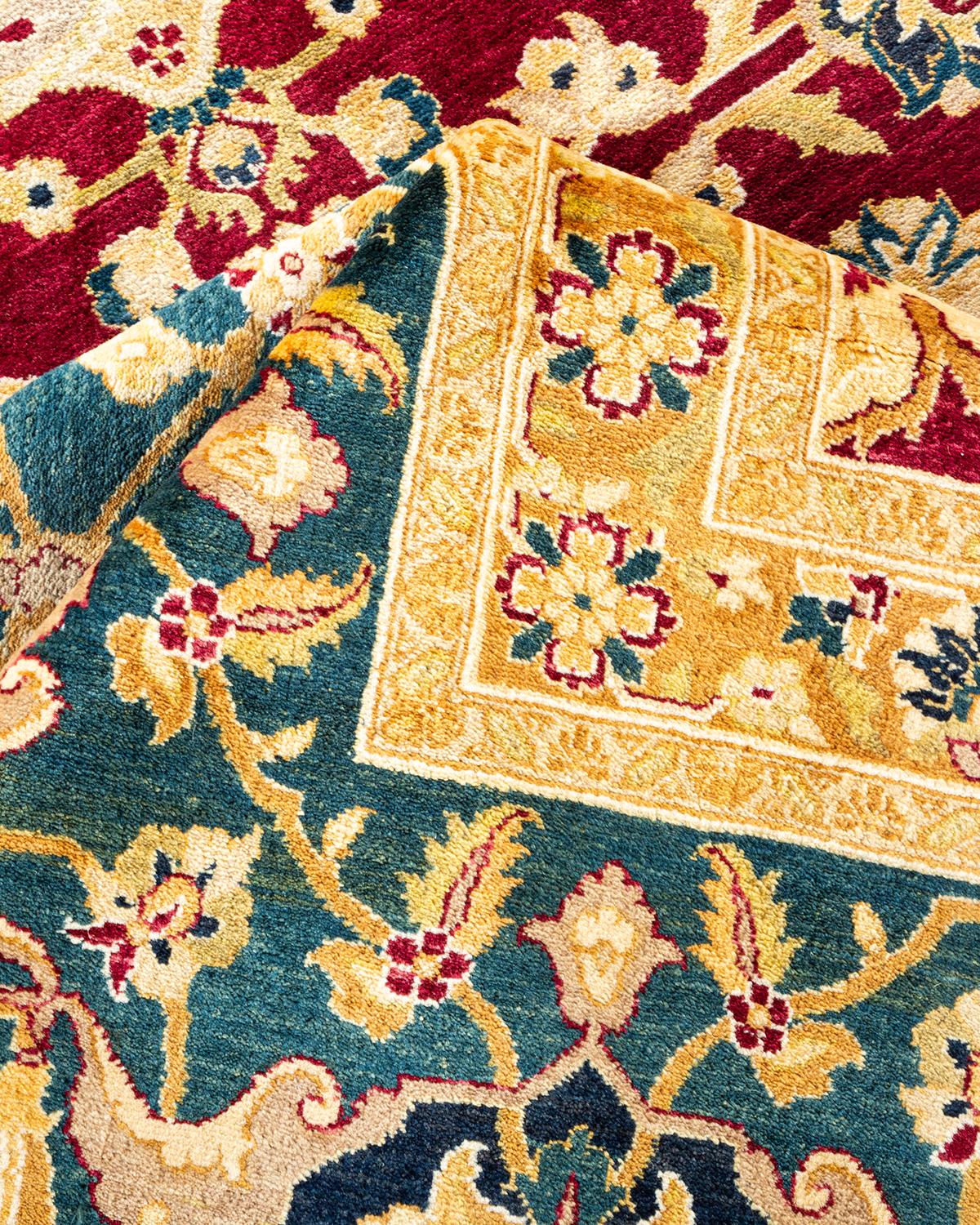 Autre Tapis traditionnel Mogul rouge unique fait à la main, unique en son genre en vente