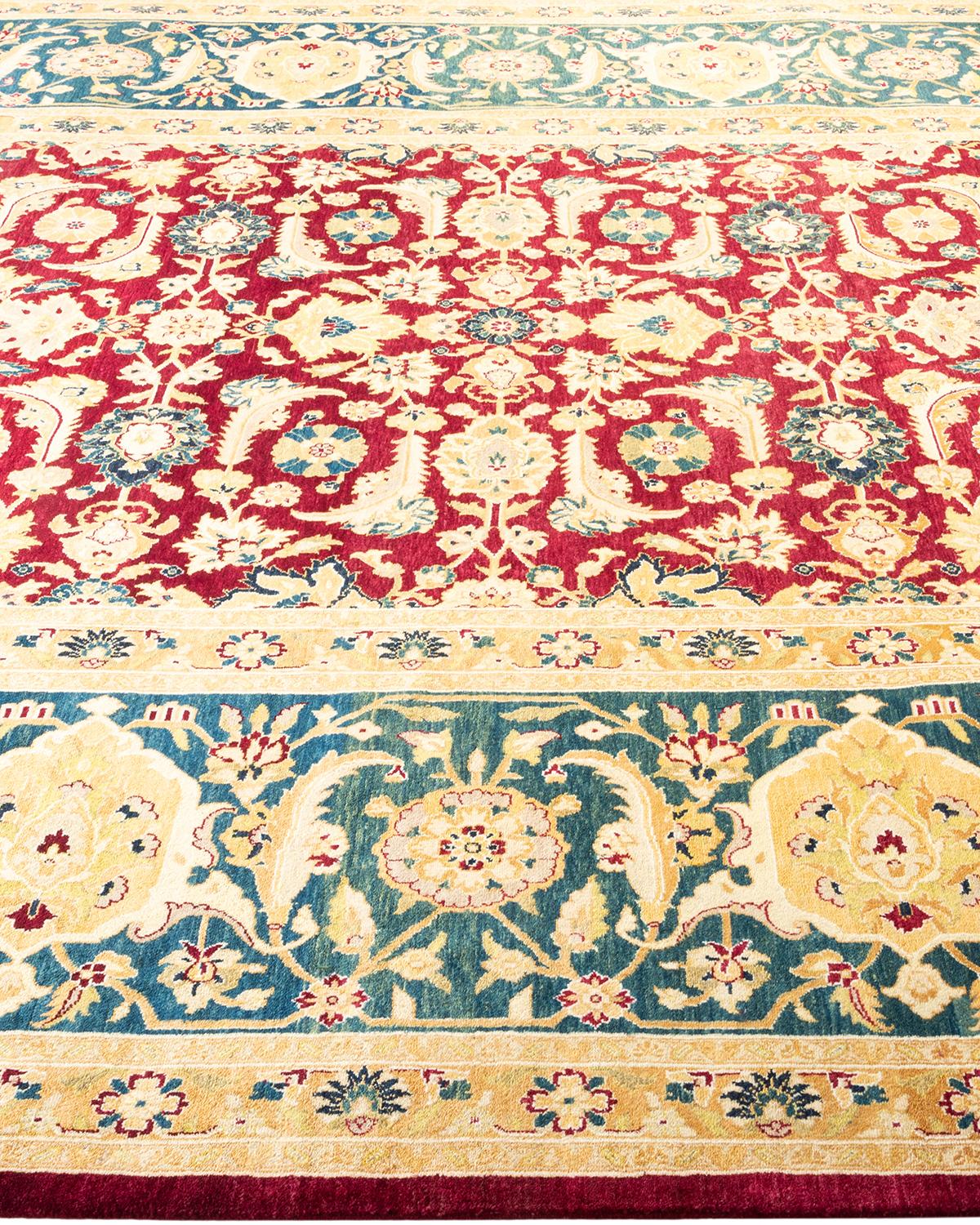 Tapis traditionnel Mogul rouge unique fait à la main, unique en son genre Neuf - En vente à Norwalk, CT