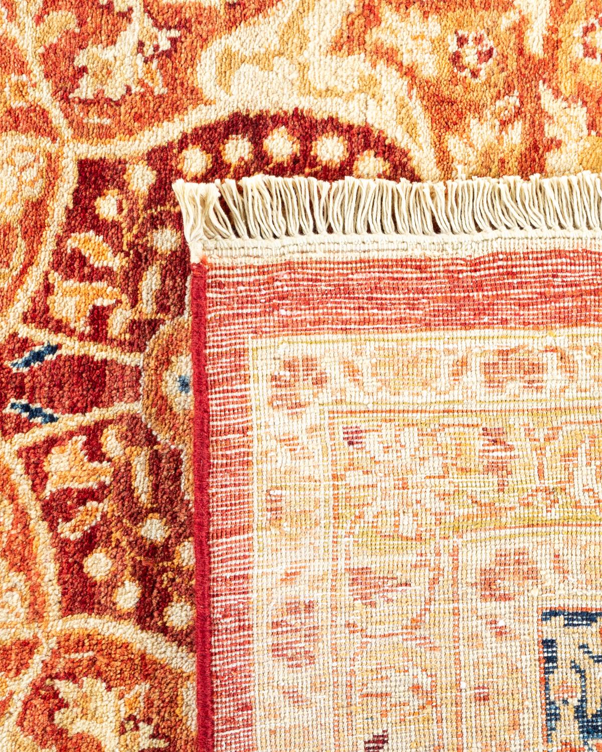 Noué à la main Tapis traditionnel Mogul rouge unique fait à la main, unique en son genre en vente