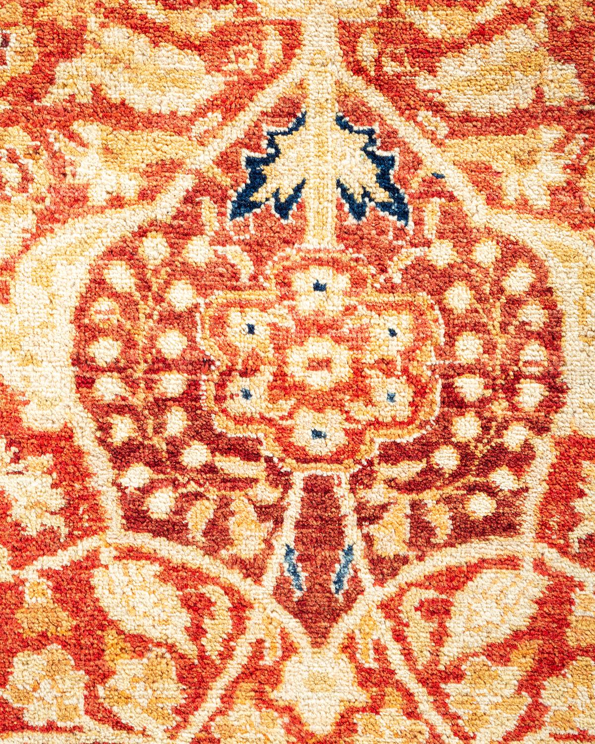 XXIe siècle et contemporain Tapis traditionnel Mogul rouge unique fait à la main, unique en son genre en vente