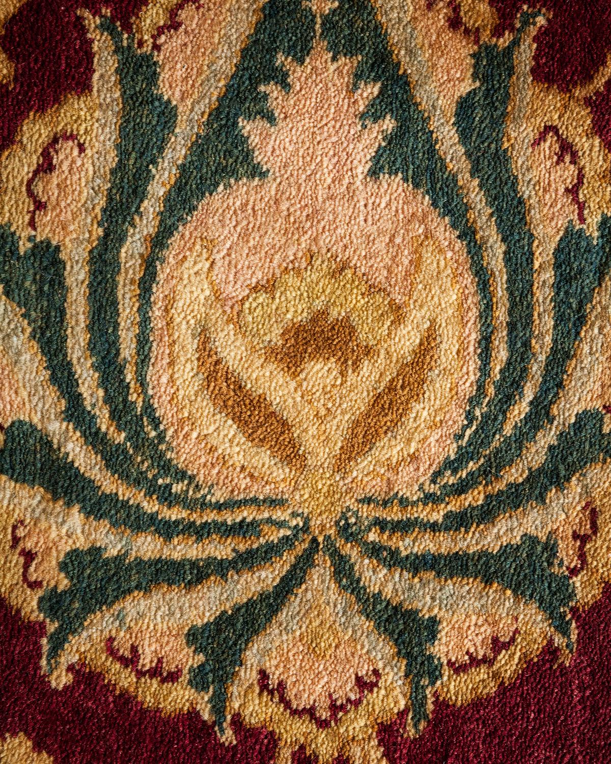 XXIe siècle et contemporain Tapis traditionnel Mogul rouge unique fait à la main, unique en son genre en vente