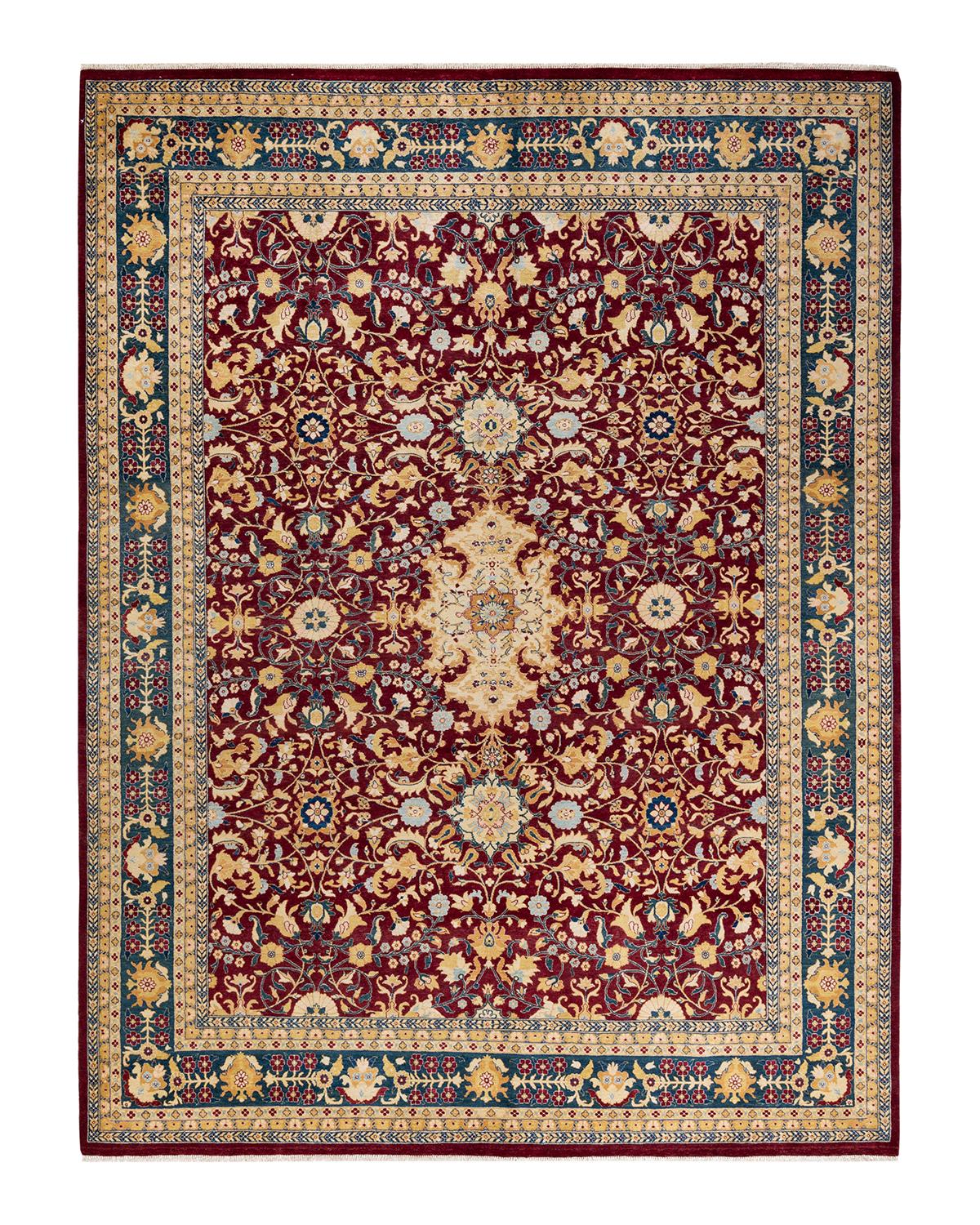 Autre Tapis traditionnel Mogul rouge unique fait à la main, unique en son genre en vente