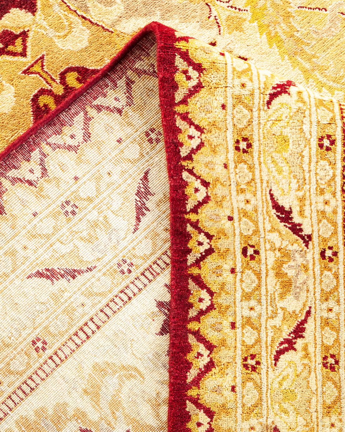 Pakistani One-Of-A-Kind Hand Made Traditional Mogul Red Area Rug For Sale