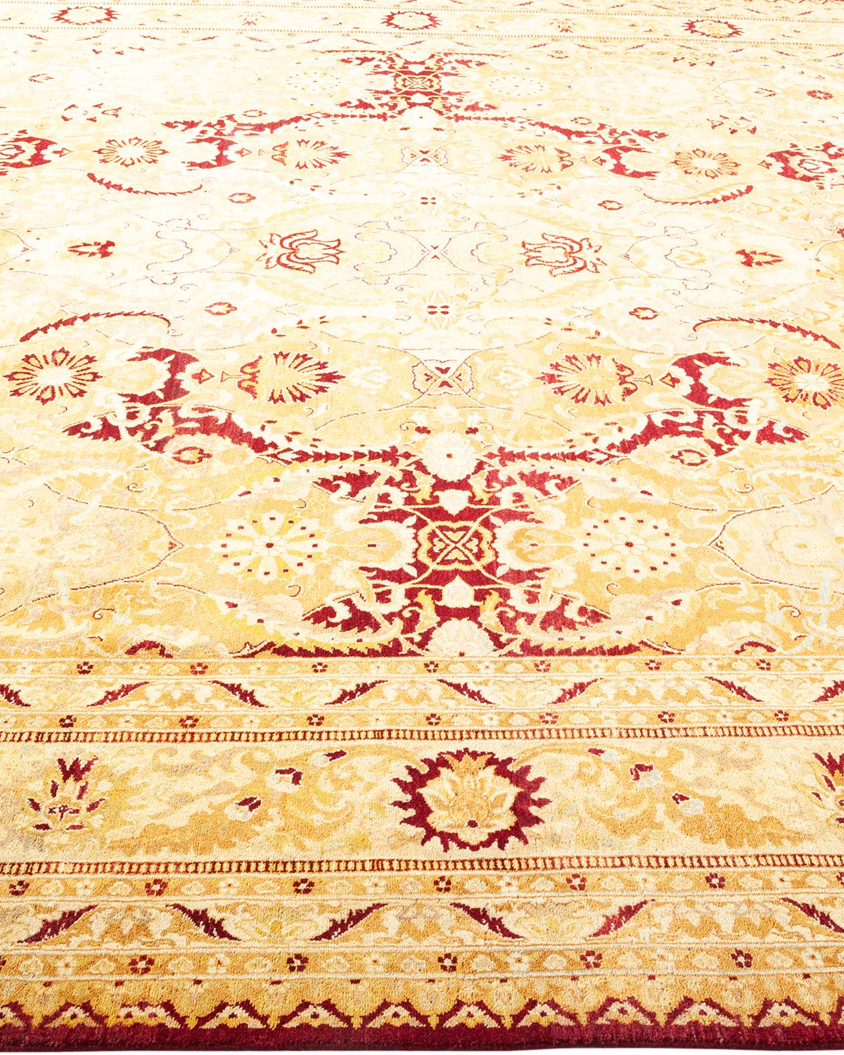 One-Of-A-Kind Hand Made Traditional Mogul Red Area Rug In New Condition For Sale In Norwalk, CT