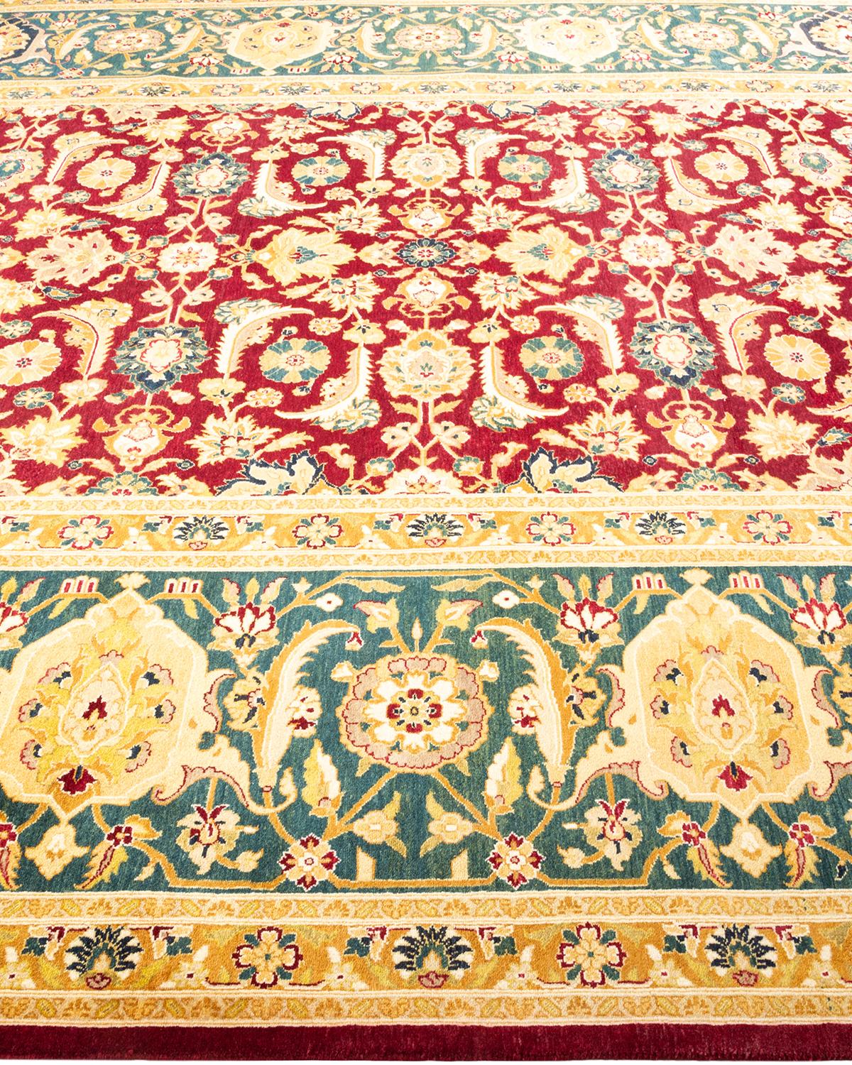 Tapis traditionnel Mogul rouge unique fait à la main, unique en son genre Neuf - En vente à Norwalk, CT