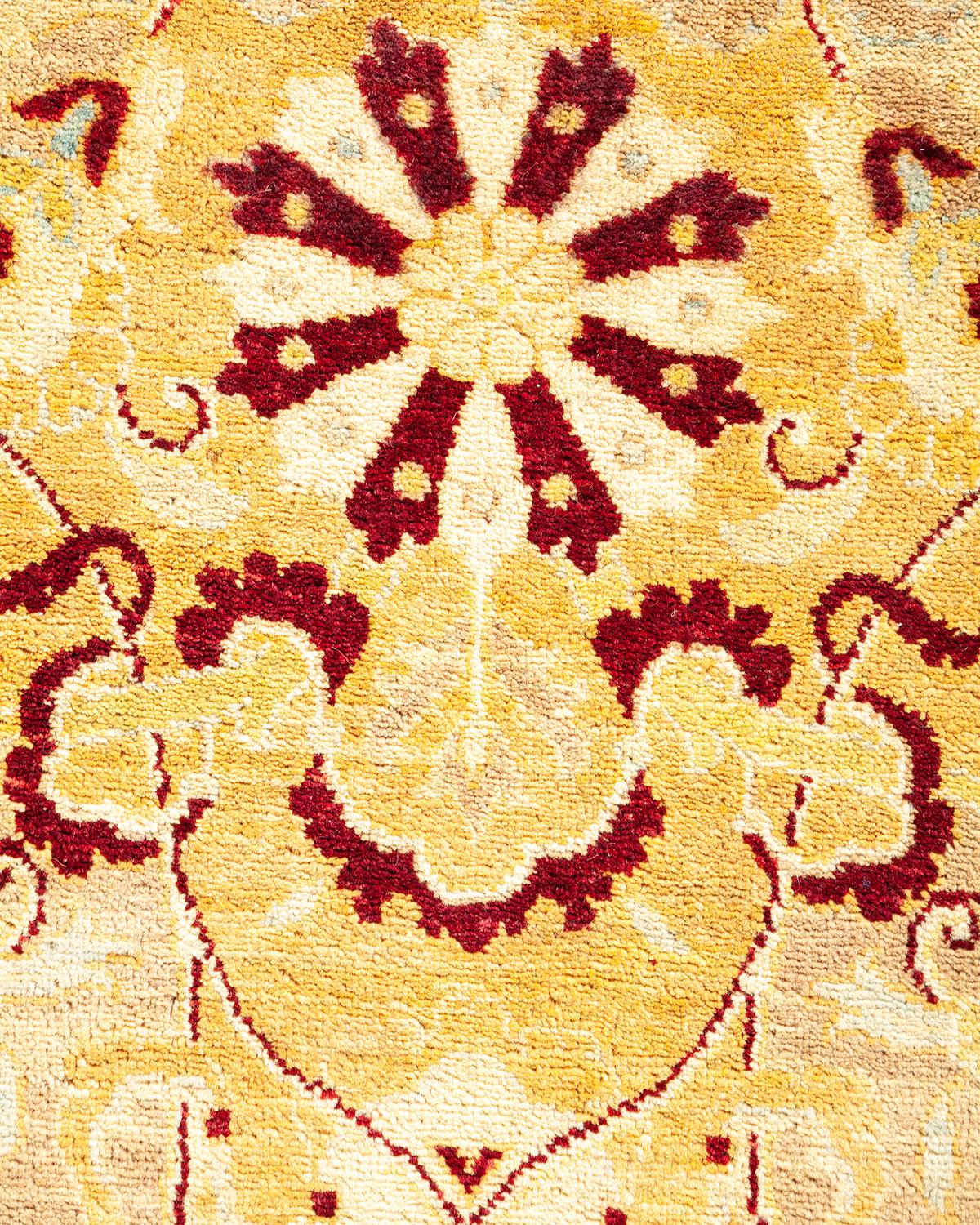 Contemporary One-Of-A-Kind Hand Made Traditional Mogul Red Area Rug For Sale