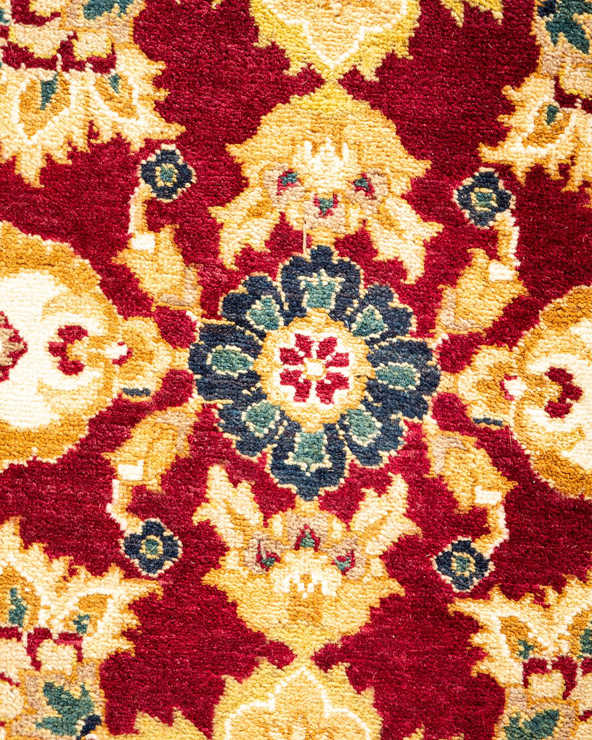 XXIe siècle et contemporain Tapis traditionnel Mogul rouge unique fait à la main, unique en son genre en vente