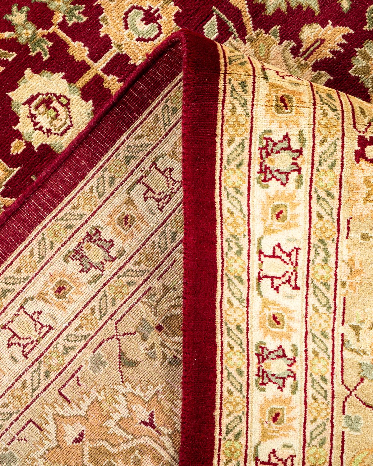 Pakistanais Tapis traditionnel Mogul rouge unique fait à la main, unique en son genre en vente