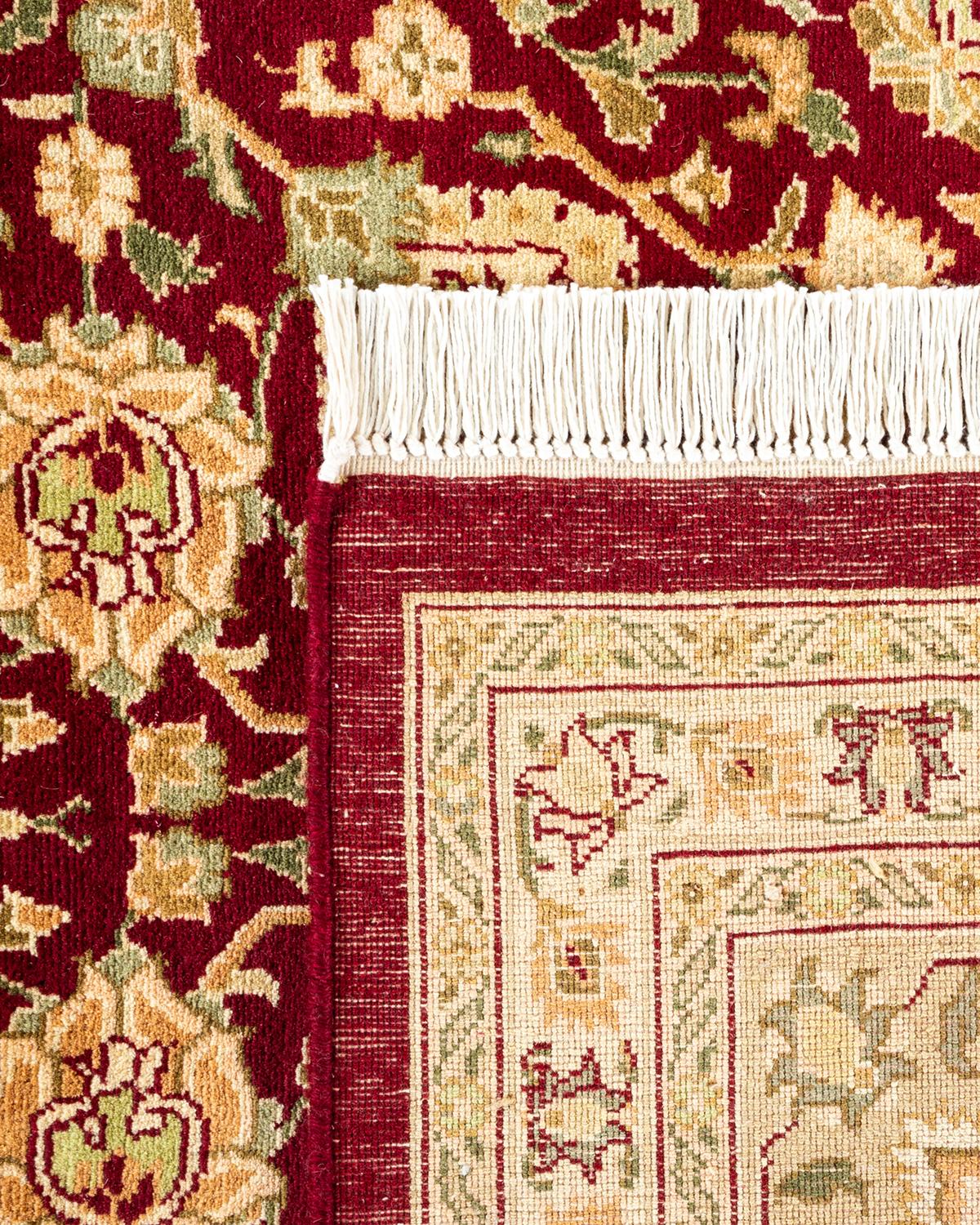 Noué à la main Tapis traditionnel Mogul rouge unique fait à la main, unique en son genre en vente