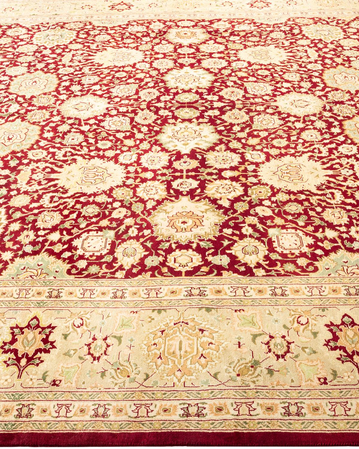 One-Of-A-Kind Hand Made Traditional Mogul Red Area Rug In New Condition For Sale In Norwalk, CT