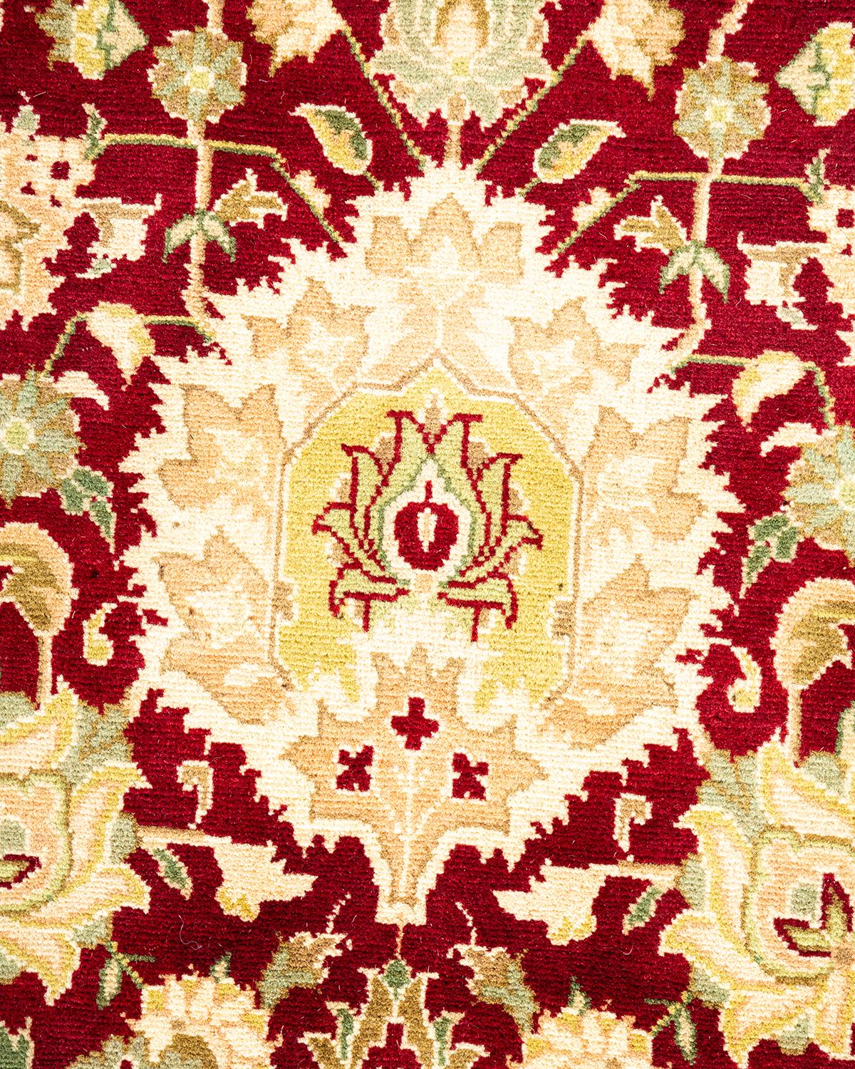 XXIe siècle et contemporain Tapis traditionnel Mogul rouge unique fait à la main, unique en son genre en vente