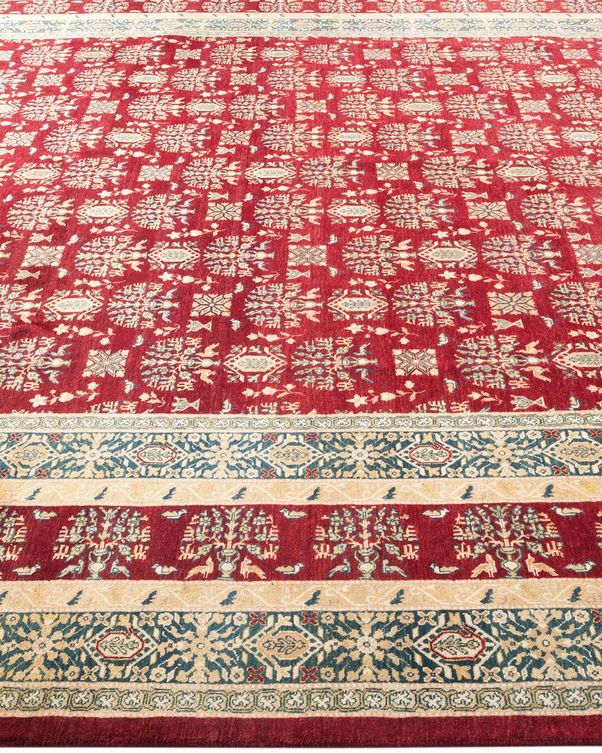 Tapis traditionnel Mogul rouge unique fait à la main, unique en son genre Neuf - En vente à Norwalk, CT