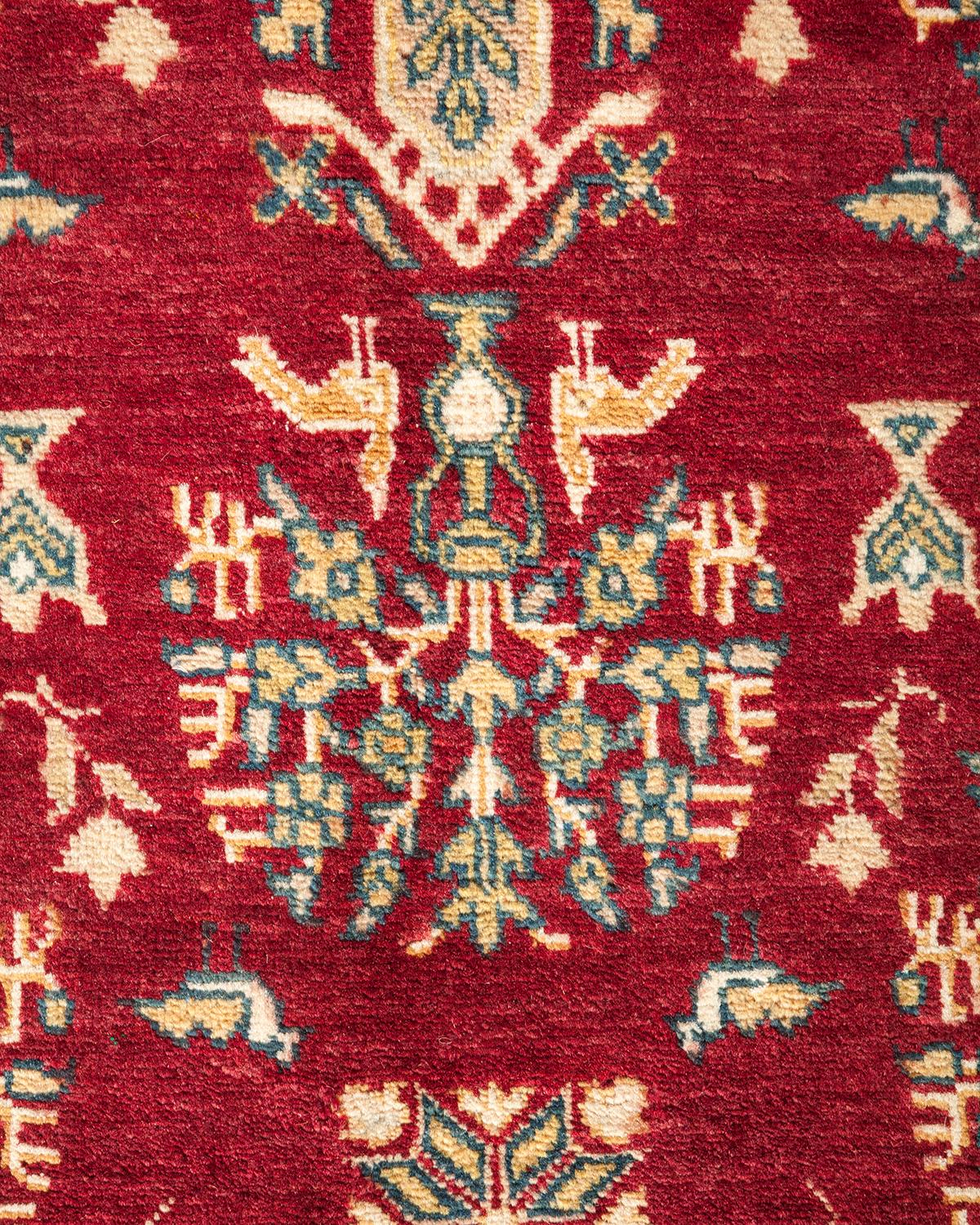 XXIe siècle et contemporain Tapis traditionnel Mogul rouge unique fait à la main, unique en son genre en vente