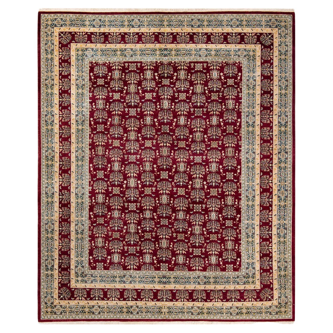 One-Of-A-Kind Hand Made Traditional Mogul Red Area Rug