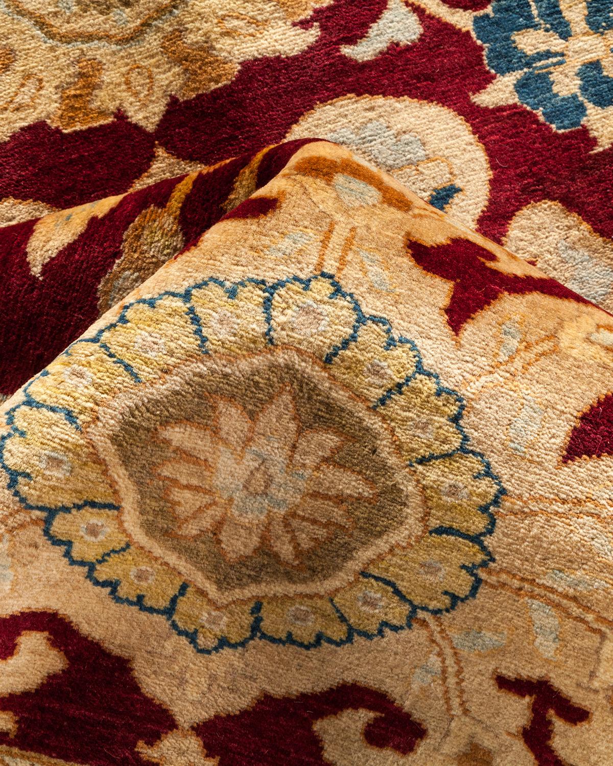 Other One-Of-A-Kind Hand Made Traditional Mogul Red Area Rug For Sale