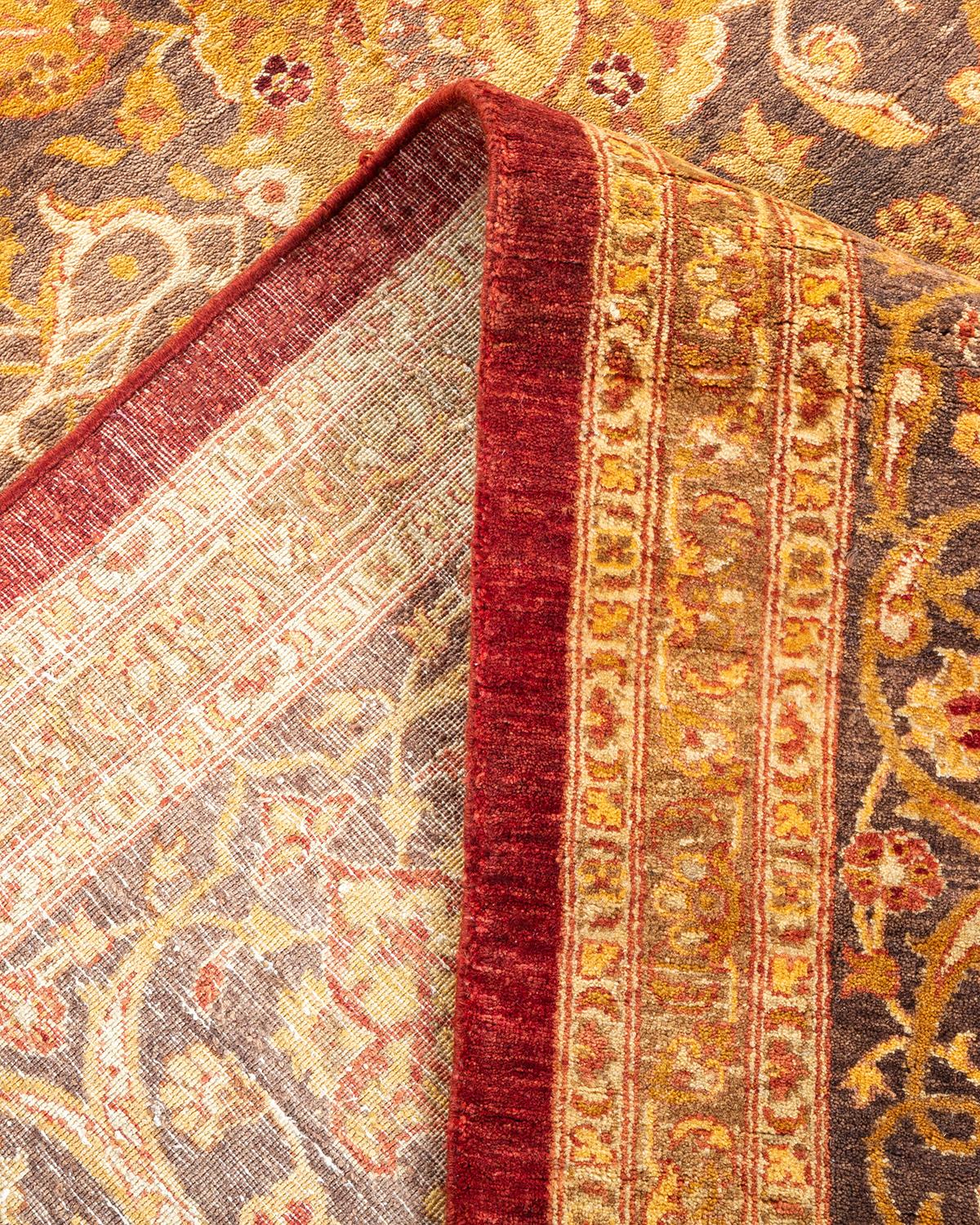 Pakistanais Tapis traditionnel Mogul rouge unique fait à la main, unique en son genre en vente