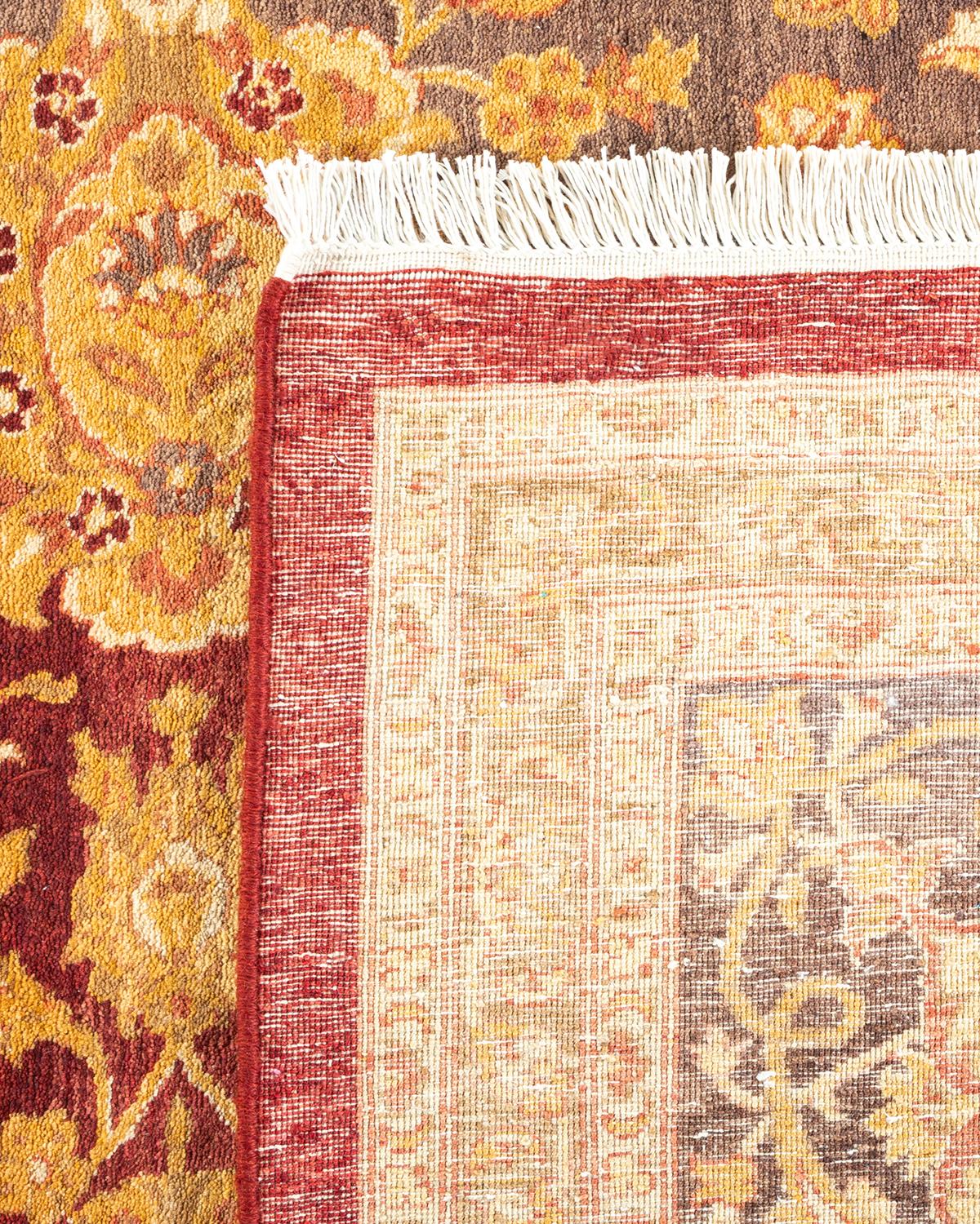 Noué à la main Tapis traditionnel Mogul rouge unique fait à la main, unique en son genre en vente