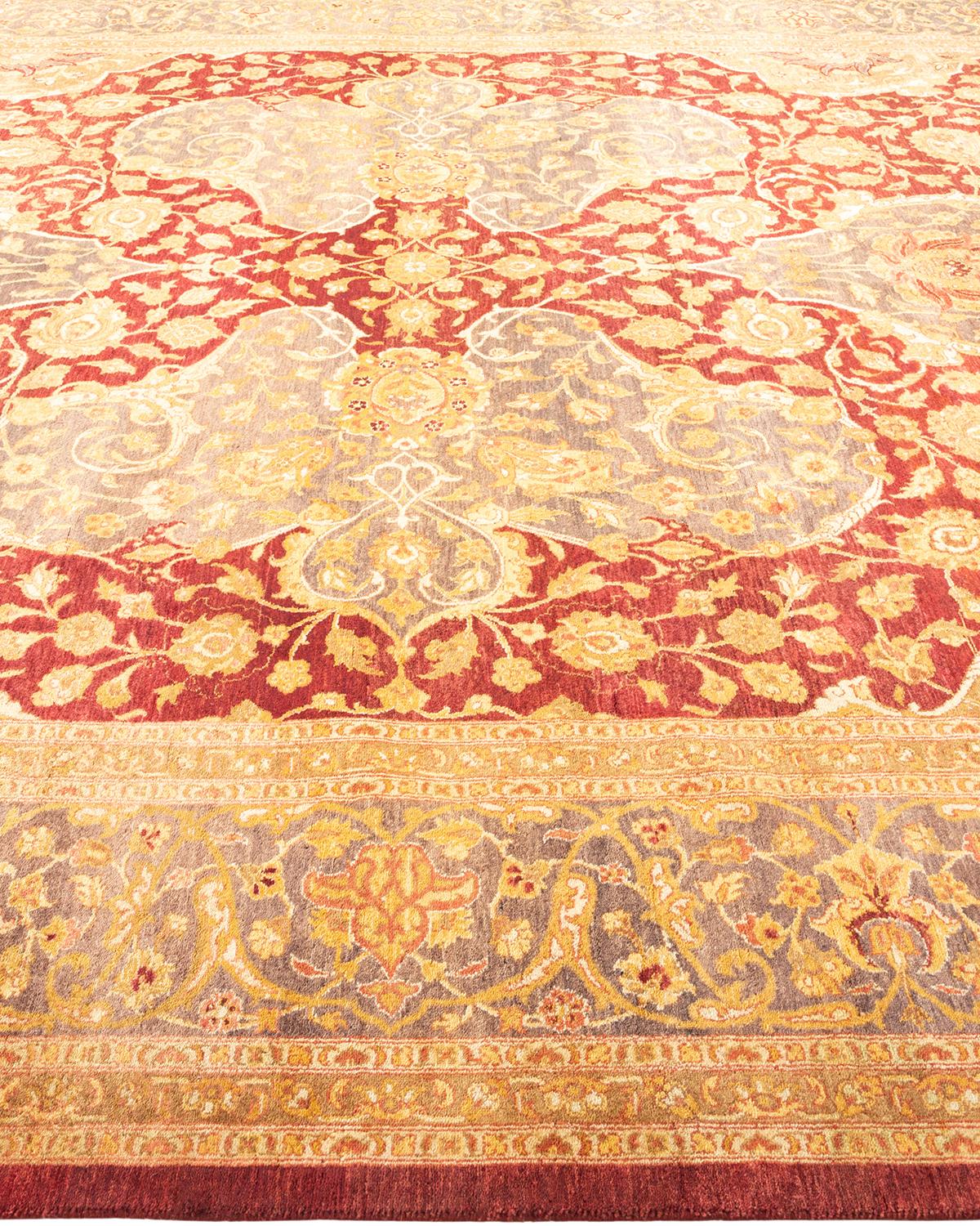 Tapis traditionnel Mogul rouge unique fait à la main, unique en son genre Neuf - En vente à Norwalk, CT