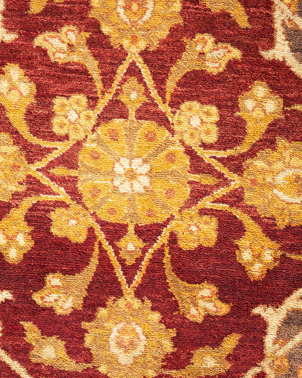 XXIe siècle et contemporain Tapis traditionnel Mogul rouge unique fait à la main, unique en son genre en vente