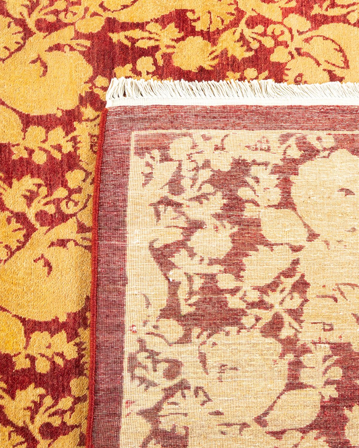 Noué à la main Tapis traditionnel Mogul rouge unique fait à la main, unique en son genre en vente