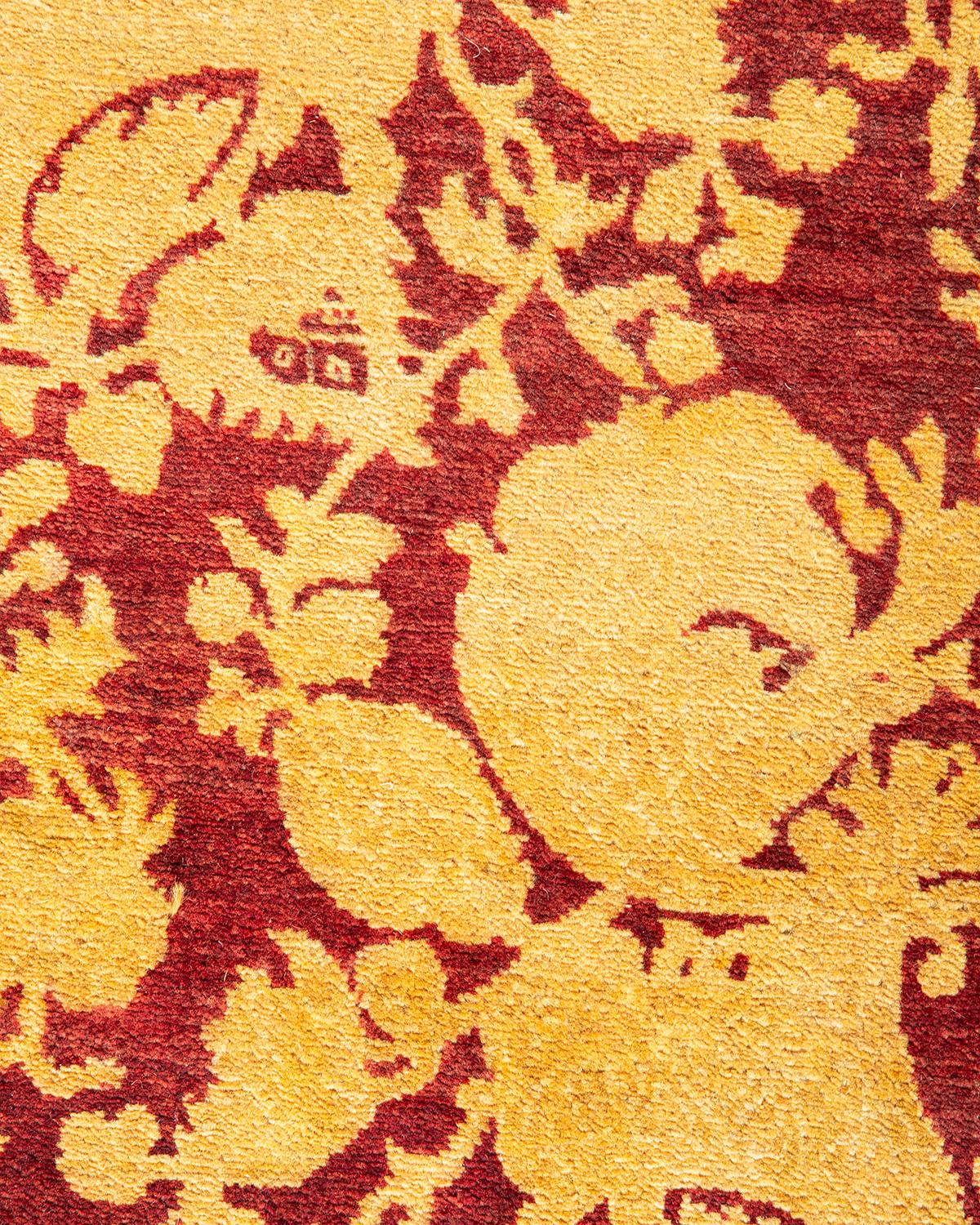 XXIe siècle et contemporain Tapis traditionnel Mogul rouge unique fait à la main, unique en son genre en vente