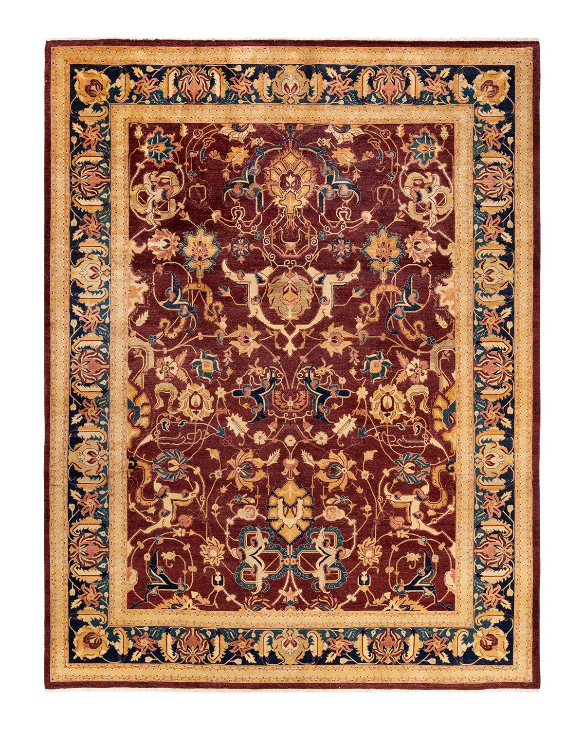 Other One-of-a-Kind Hand Made Traditional Mogul Red Area Rug For Sale