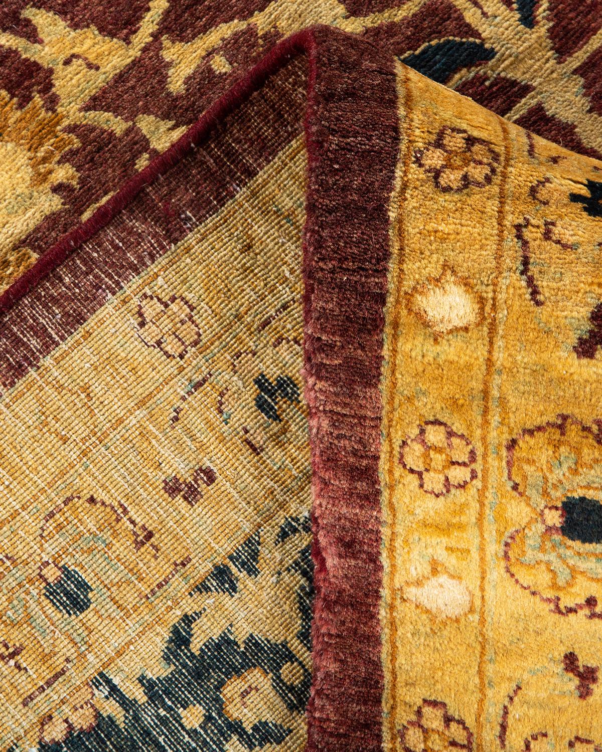 Pakistani One-of-a-Kind Hand Made Traditional Mogul Red Area Rug For Sale