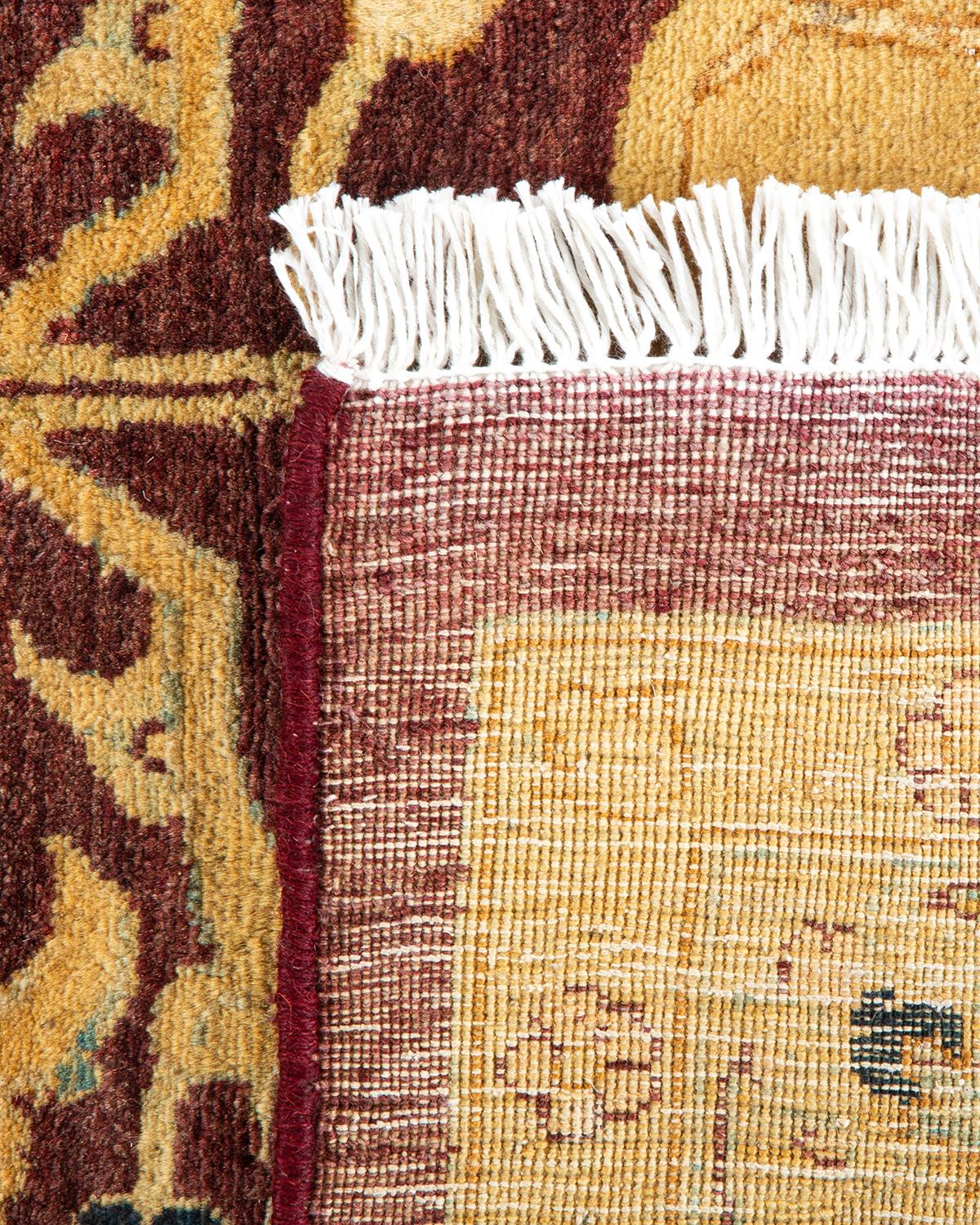 Hand-Knotted One-of-a-Kind Hand Made Traditional Mogul Red Area Rug For Sale