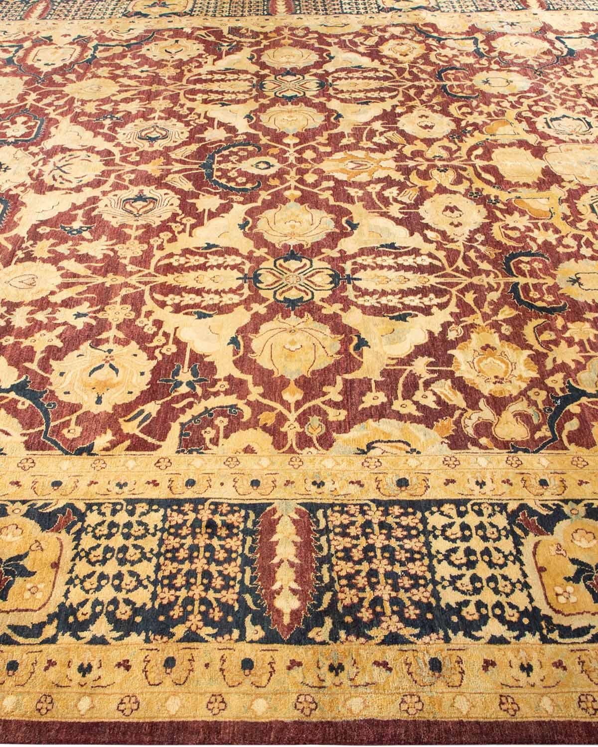 One-of-a-Kind Hand Made Traditional Mogul Red Area Rug In New Condition For Sale In Norwalk, CT