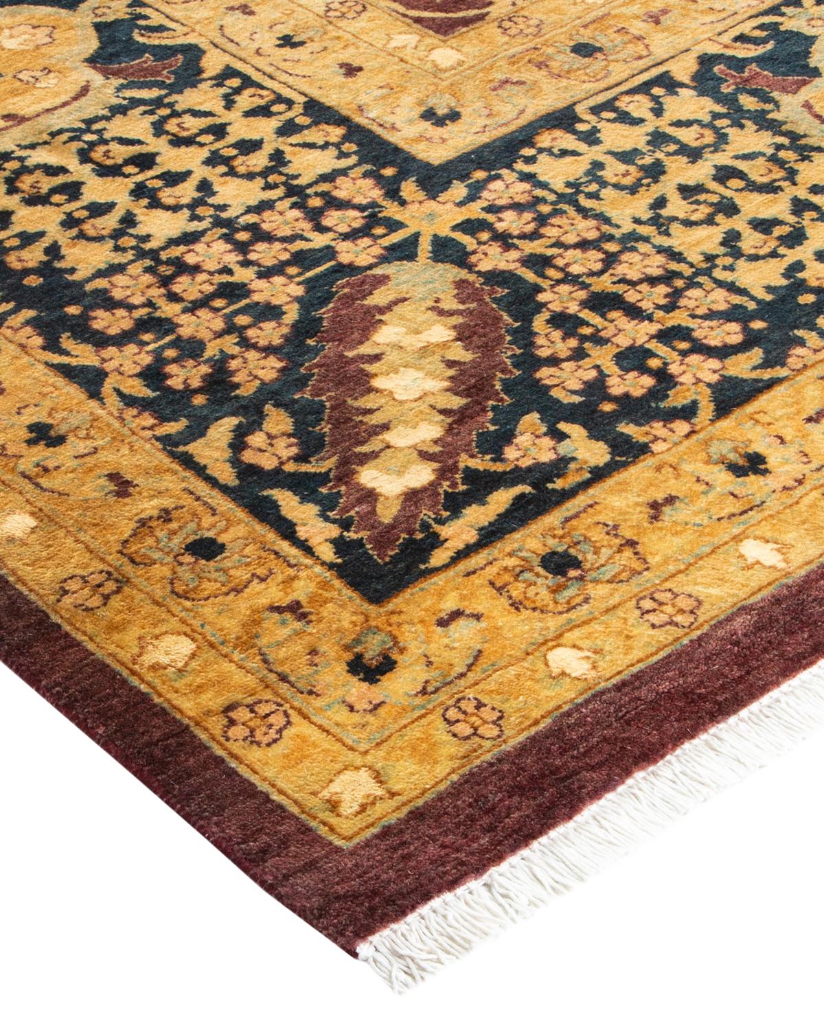 Wool One-of-a-Kind Hand Made Traditional Mogul Red Area Rug For Sale