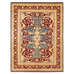 One-Of-A-Kind Hand Made Traditional Mogul Red Area Rug