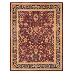 Traditioneller, handgefertigter Mogul-Roter Teppich, Unikat