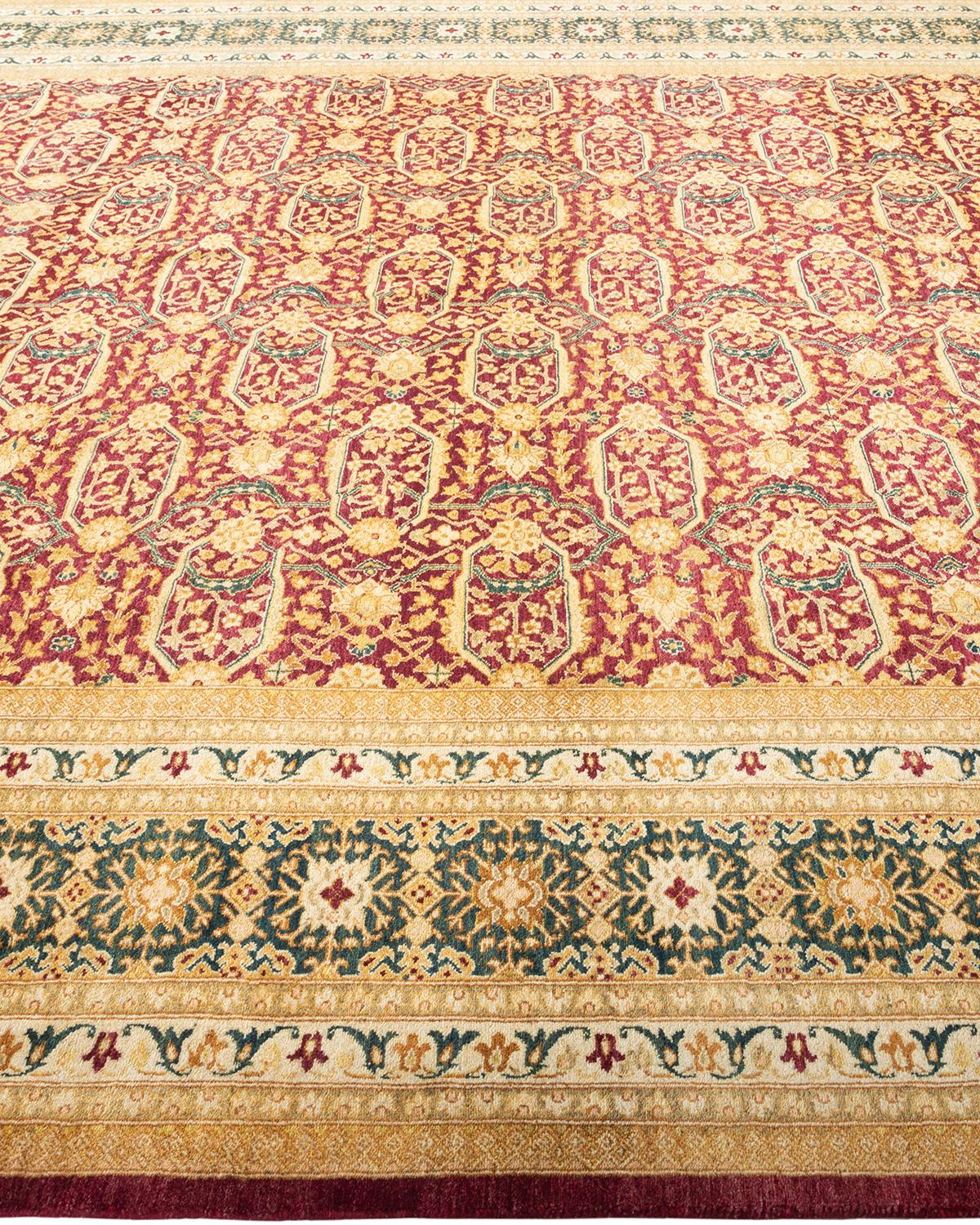 Tapis traditionnel Mogul rouge unique fait à la main, unique en son genre Neuf - En vente à Norwalk, CT