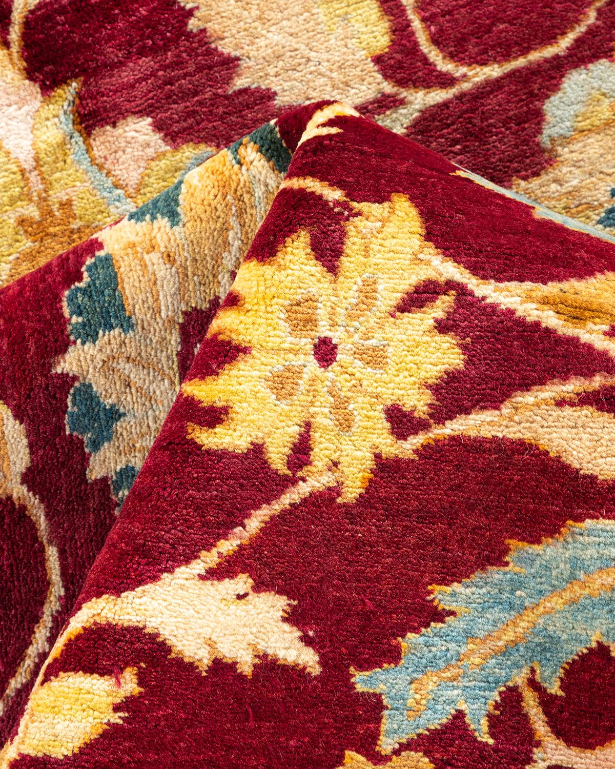 Autre Tapis traditionnel Mogul rouge unique fait à la main, unique en son genre en vente