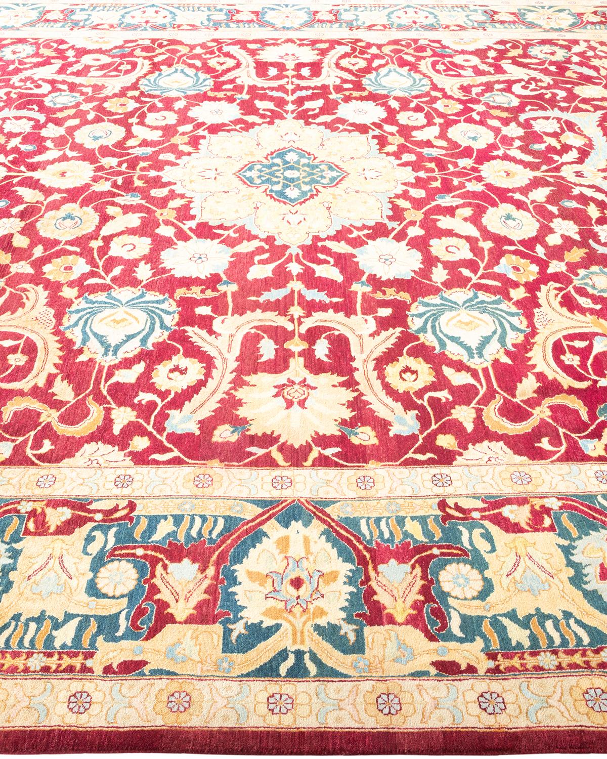 Tapis traditionnel Mogul rouge unique fait à la main, unique en son genre Neuf - En vente à Norwalk, CT
