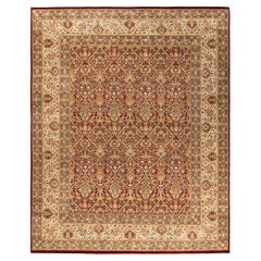One-of-a-Kind Hand Made Traditional Mogul Red Area Rug