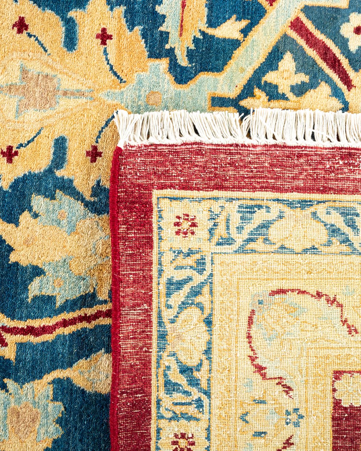 Hand-Knotted One-of-a-kind Hand Made Traditional Mogul Red Area Rug For Sale