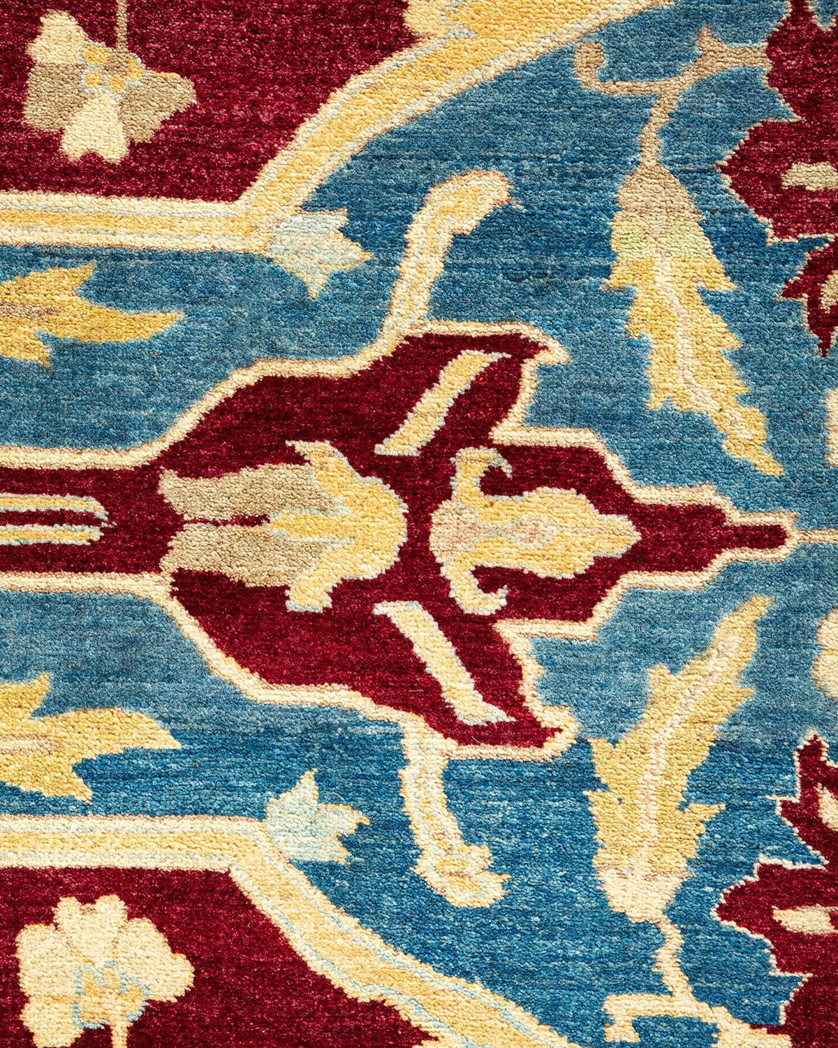 Contemporary One-of-a-kind Hand Made Traditional Mogul Red Area Rug For Sale