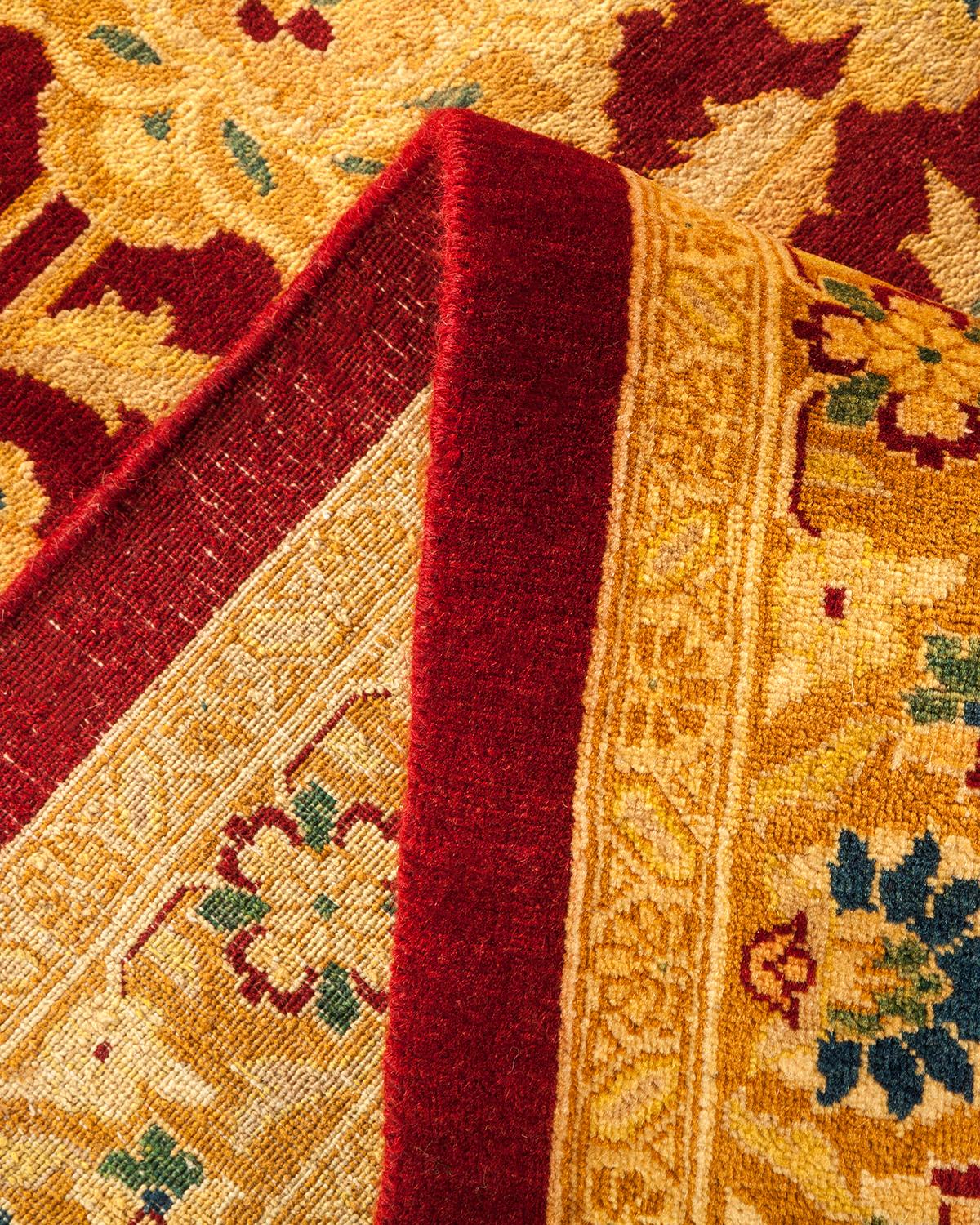 Pakistani One-of-a-Kind Hand Made Traditional Mogul Red Area Rug For Sale