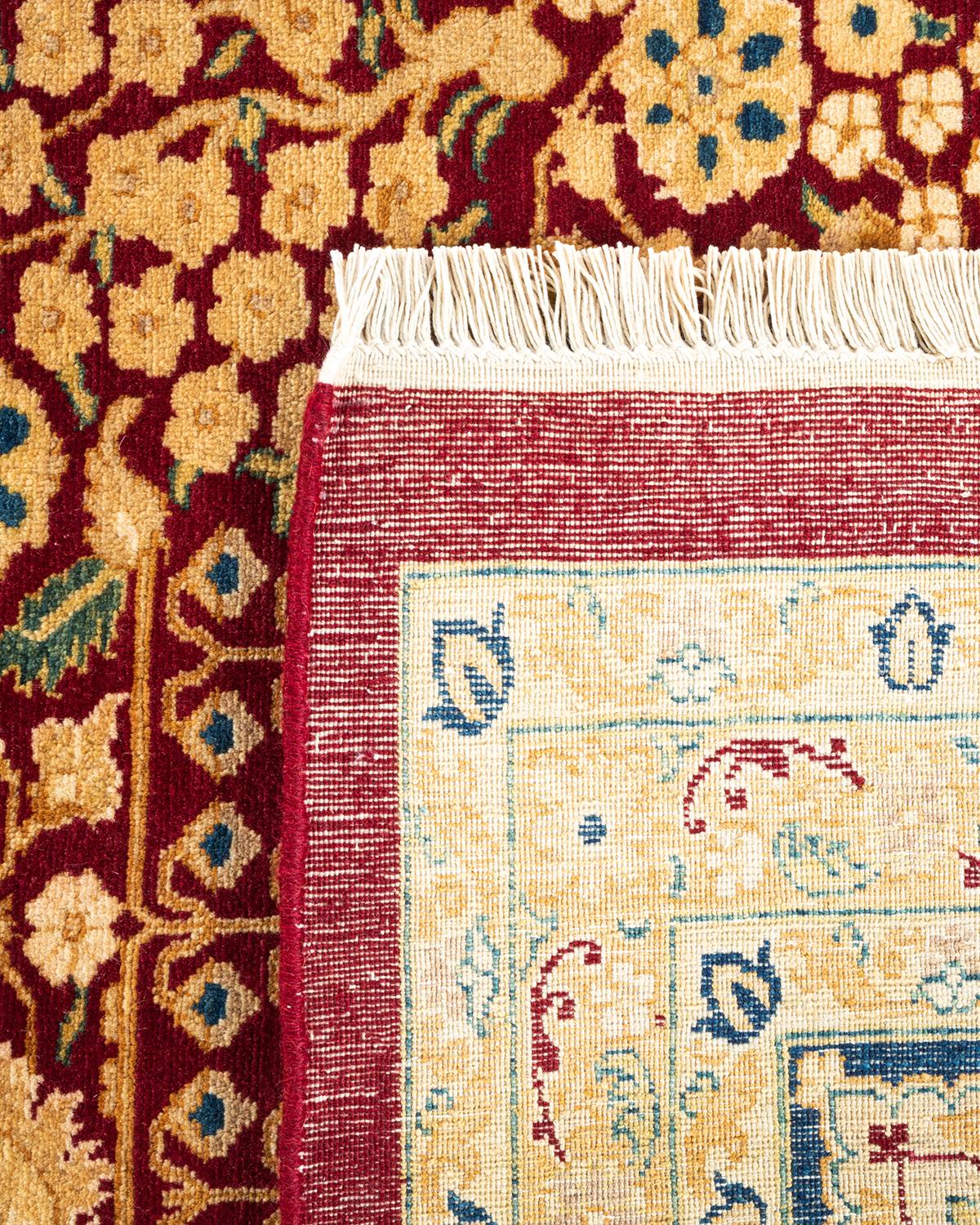 One-of-a-kind Hand Made Traditional Mogul Red Area Rug In New Condition For Sale In Norwalk, CT