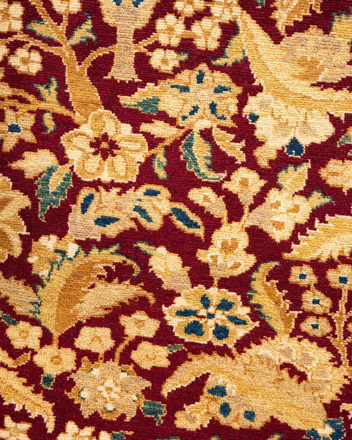 Wool One-of-a-kind Hand Made Traditional Mogul Red Area Rug For Sale