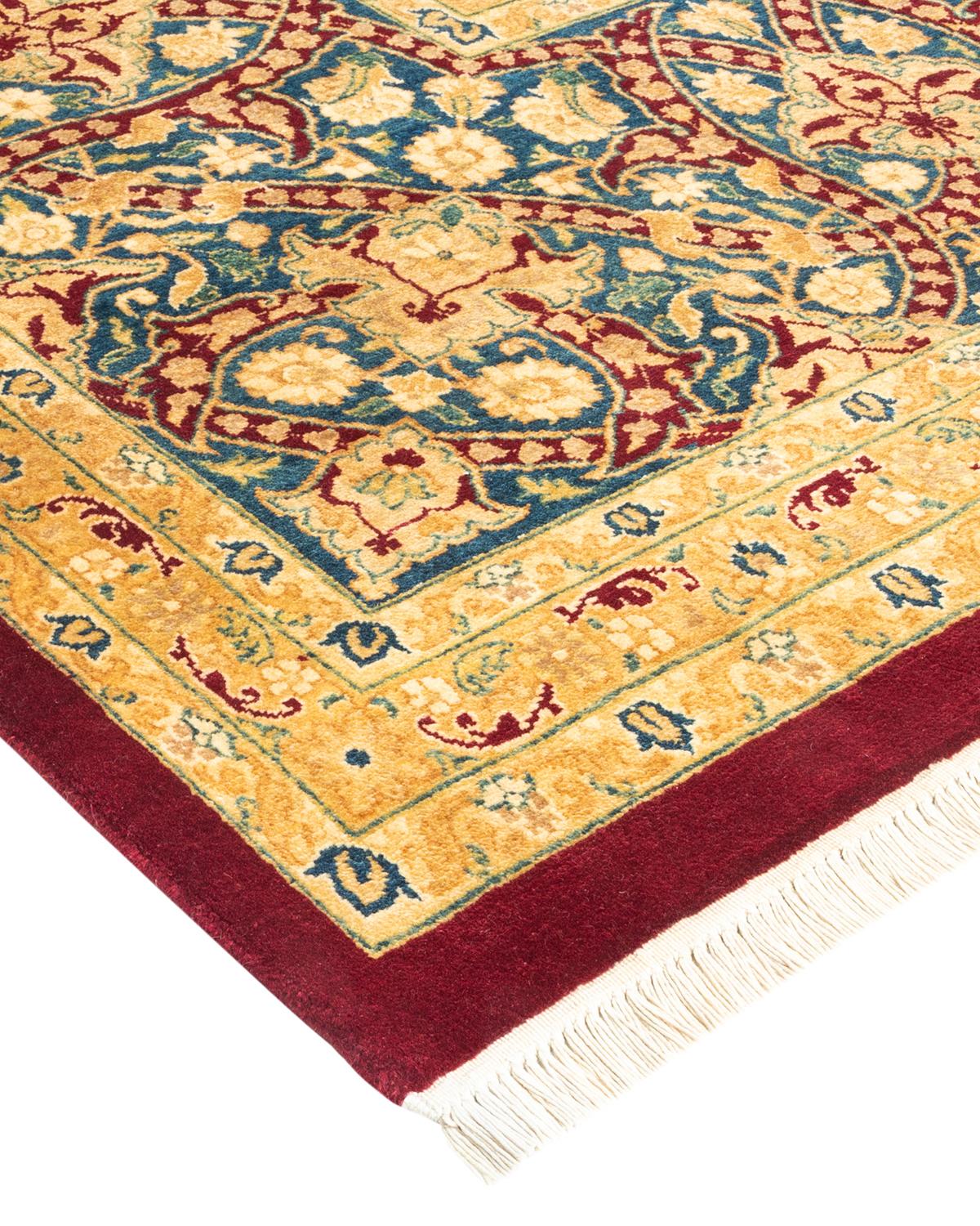 One-of-a-kind Hand Made Traditional Mogul Red Area Rug For Sale 1