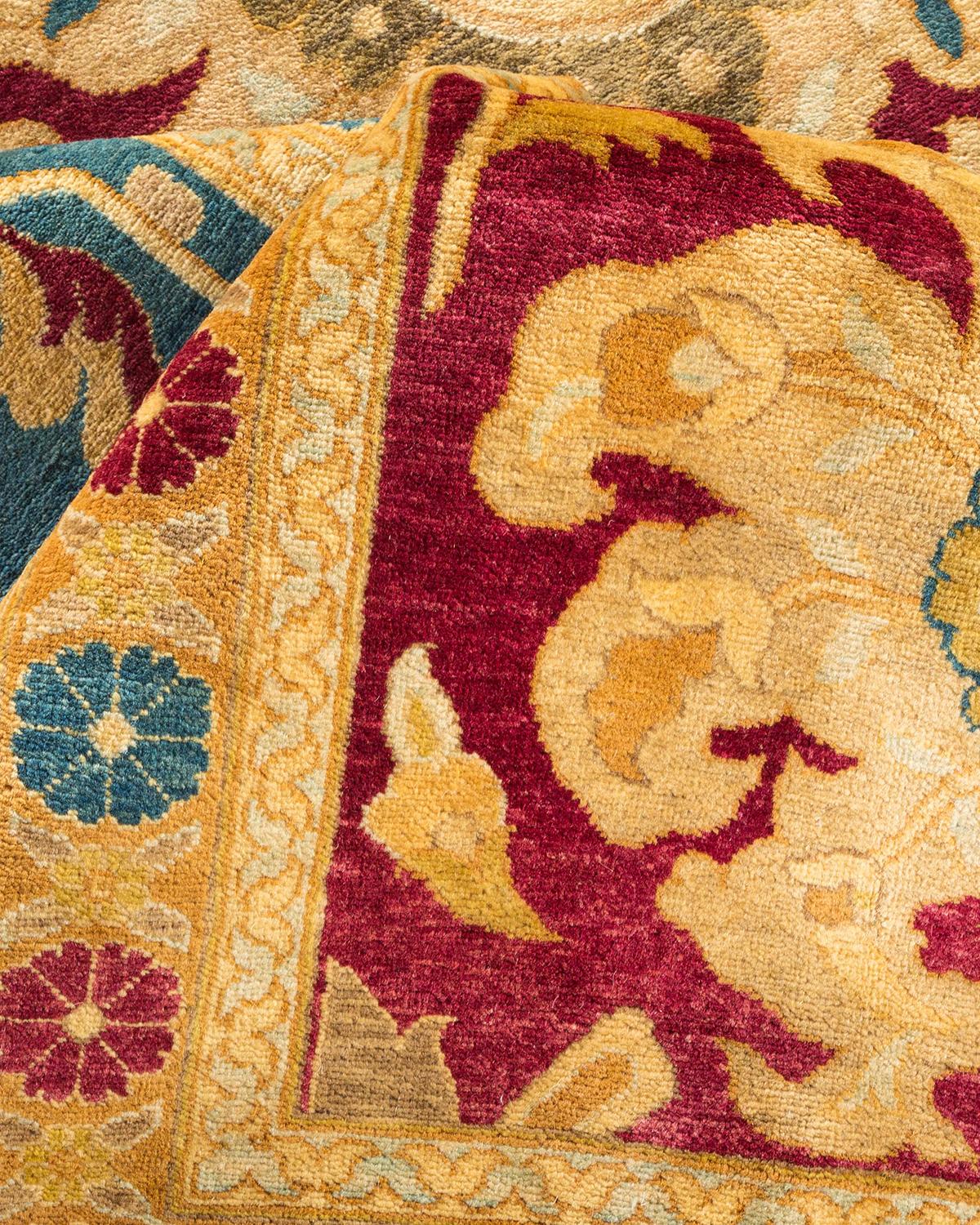 Autre Tapis traditionnel Mogul rouge unique fait à la main, unique en son genre en vente