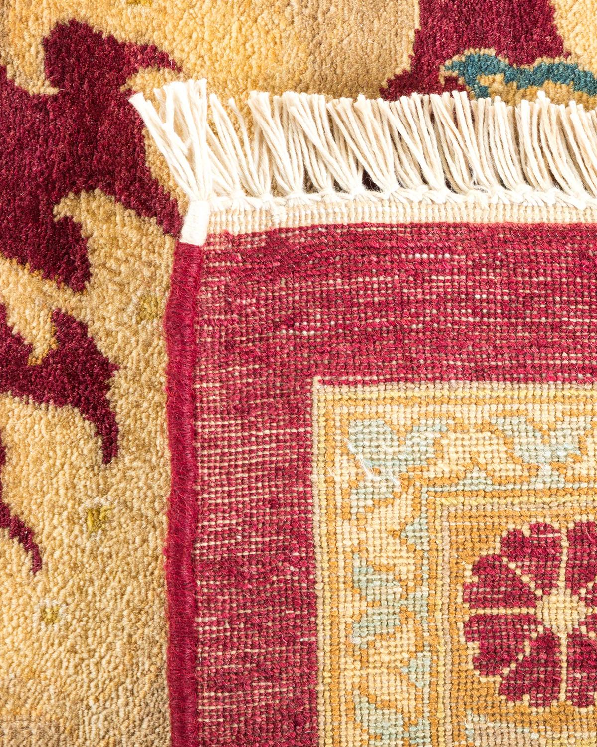 Noué à la main Tapis traditionnel Mogul rouge unique fait à la main, unique en son genre en vente