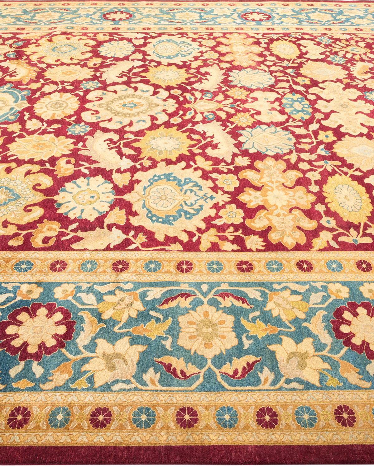Tapis traditionnel Mogul rouge unique fait à la main, unique en son genre Neuf - En vente à Norwalk, CT
