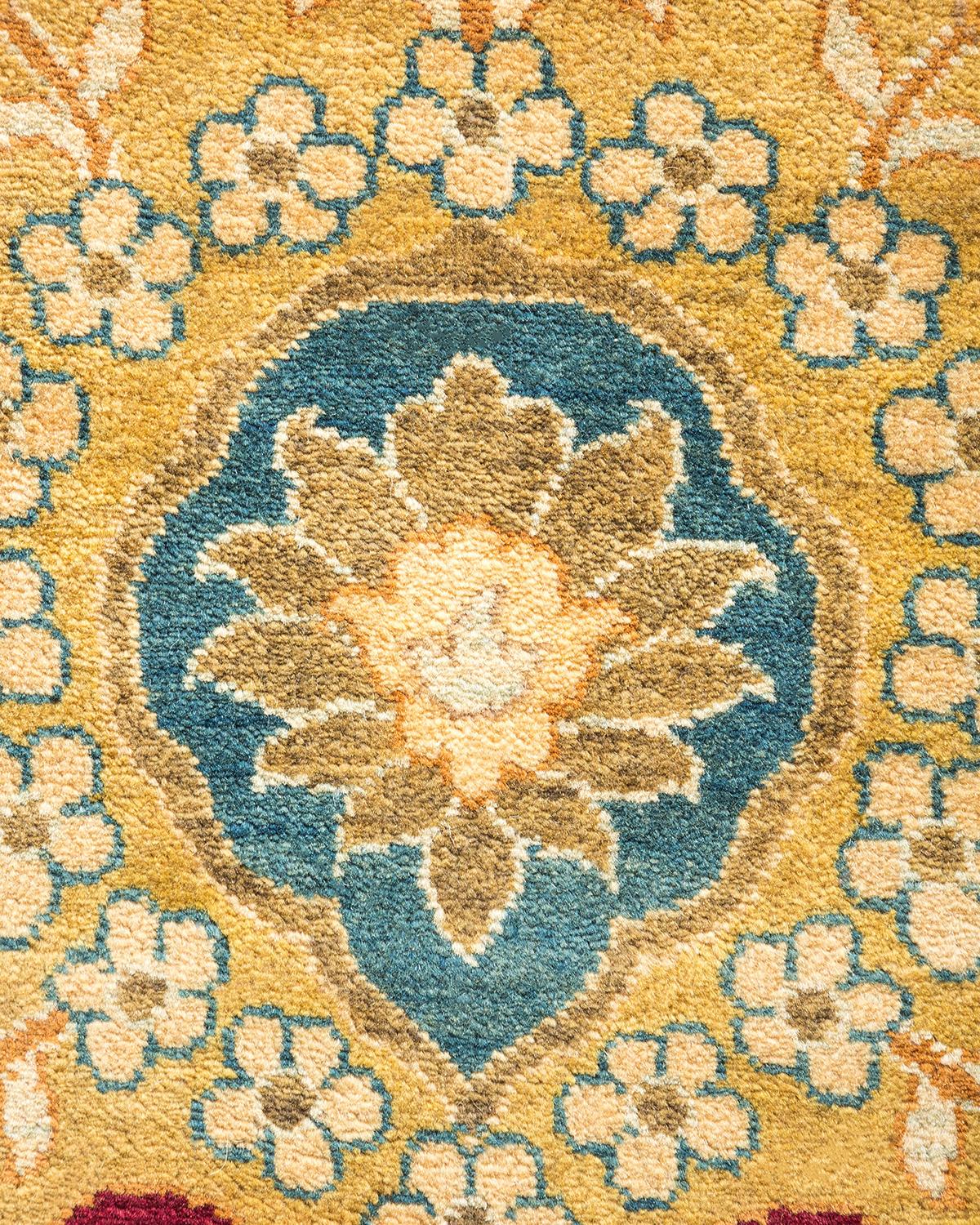 XXIe siècle et contemporain Tapis traditionnel Mogul rouge unique fait à la main, unique en son genre en vente