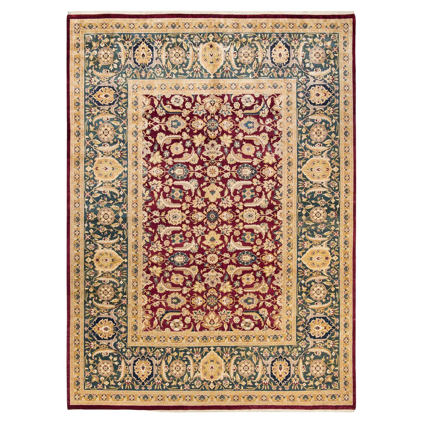 One-of-a-Kind Hand Made Traditional Mogul Red Area Rug