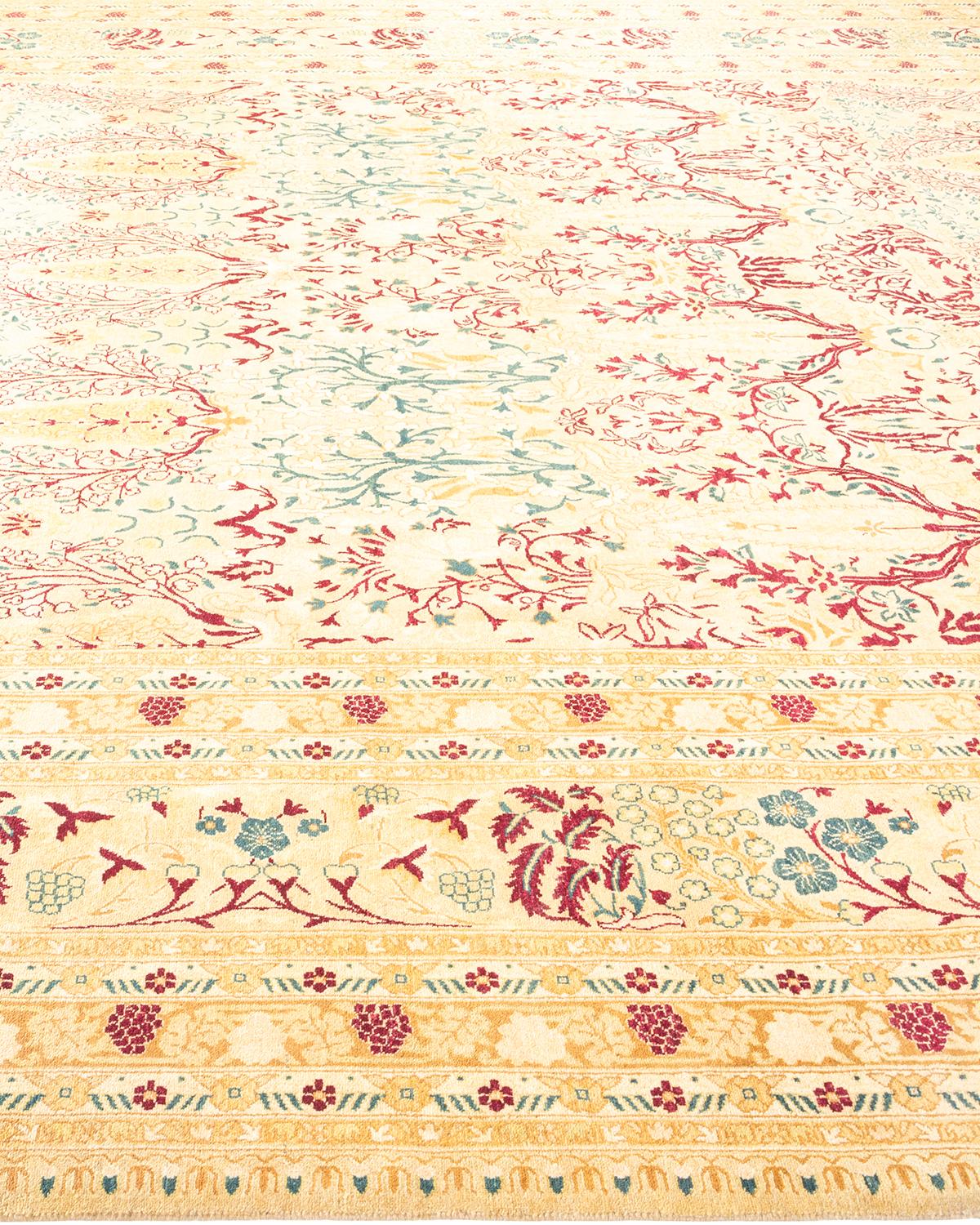 Tapis traditionnel Mogul jaune unique fait à la main, unique en son genre Neuf - En vente à Norwalk, CT