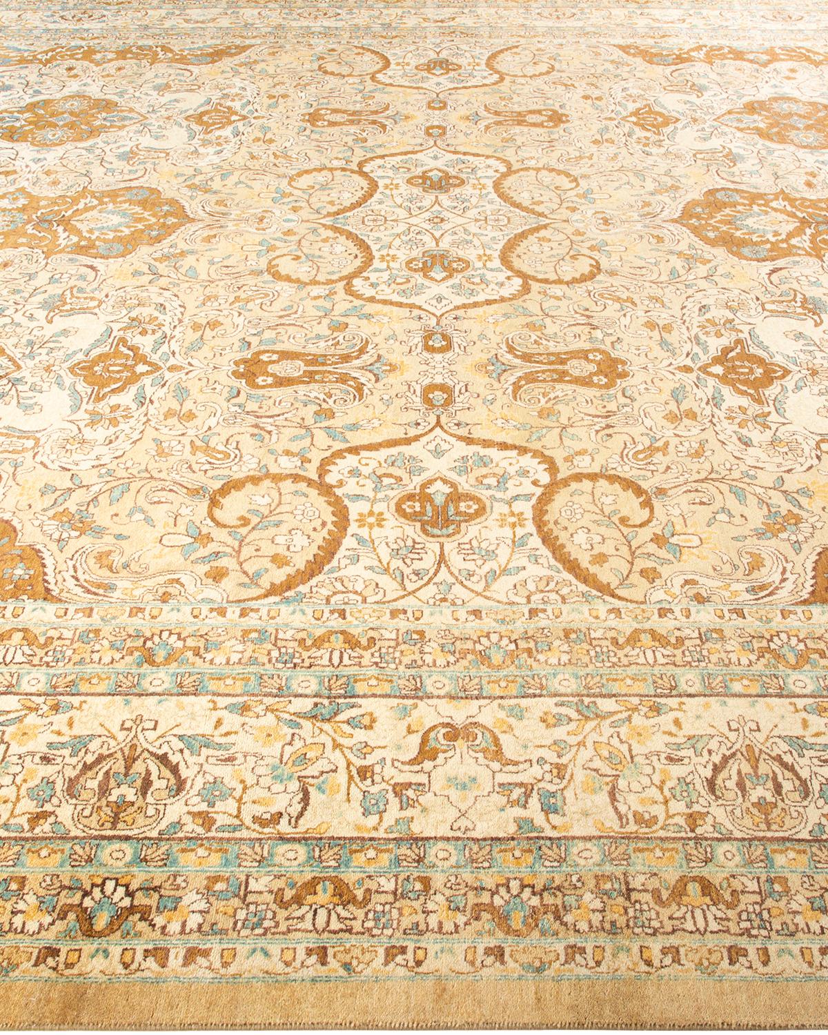 Tapis traditionnel Mogul jaune unique fait à la main, unique en son genre Neuf - En vente à Norwalk, CT